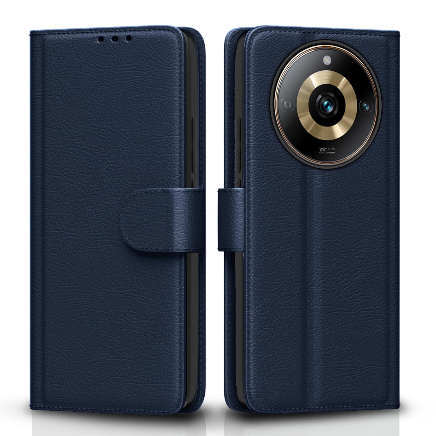 Pikkme Realme 11 Pro / 11 Pro Plus 5G / Narzo 60 Pro 5G Flip Cover Leather Finish | Inside TPU with Card Pockets | Wallet Stand and Shock Proof | Complete Protection Flip Case (Blue)