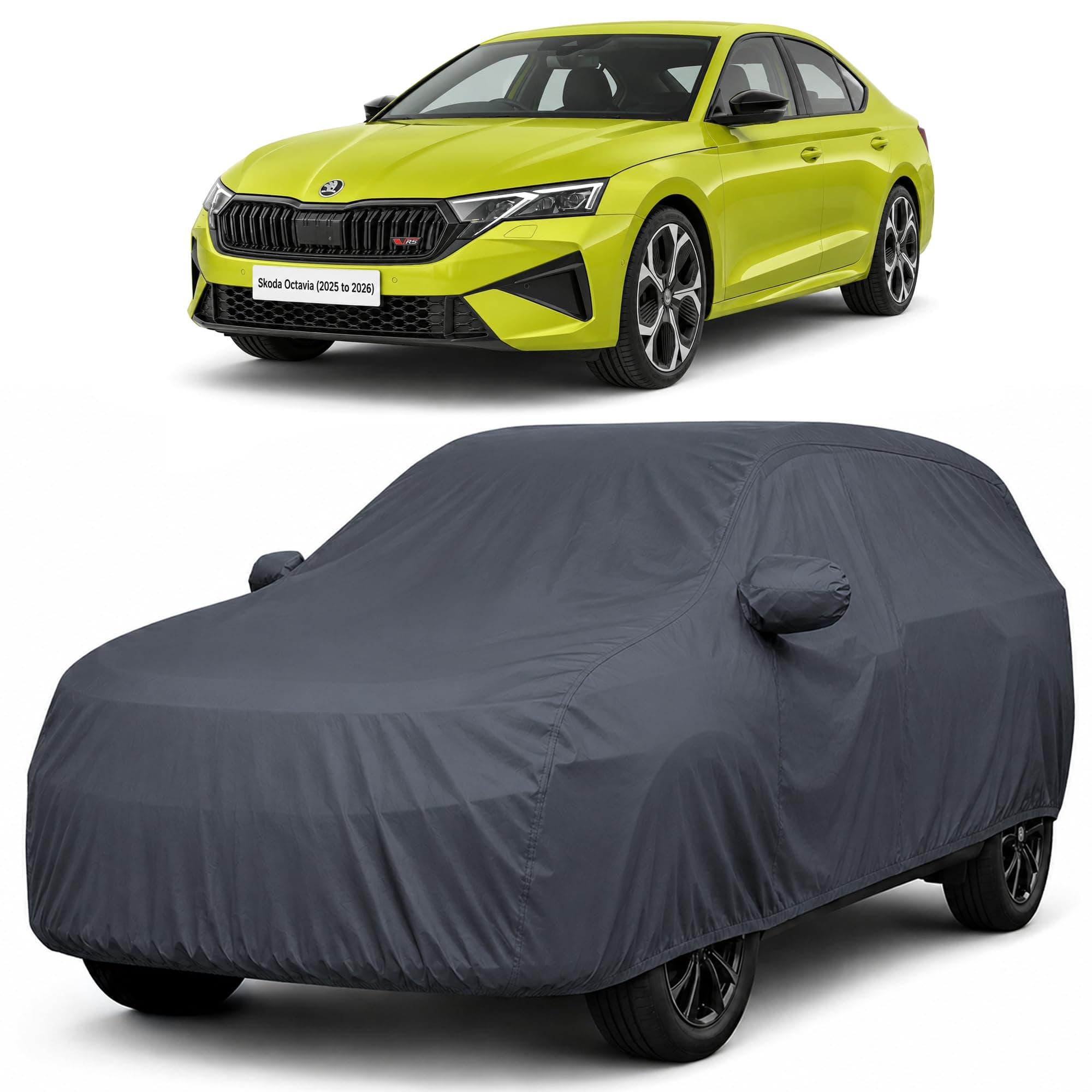 Autofact Car Body Cover Compatible with Skoda Octavia 2025-2026 | Custom Fit Car Cover |100% Waterproof | Triple-Stitched Lightweight Fabric | Dustproof | Indoor & Outdoor Use | Elastic Bottom