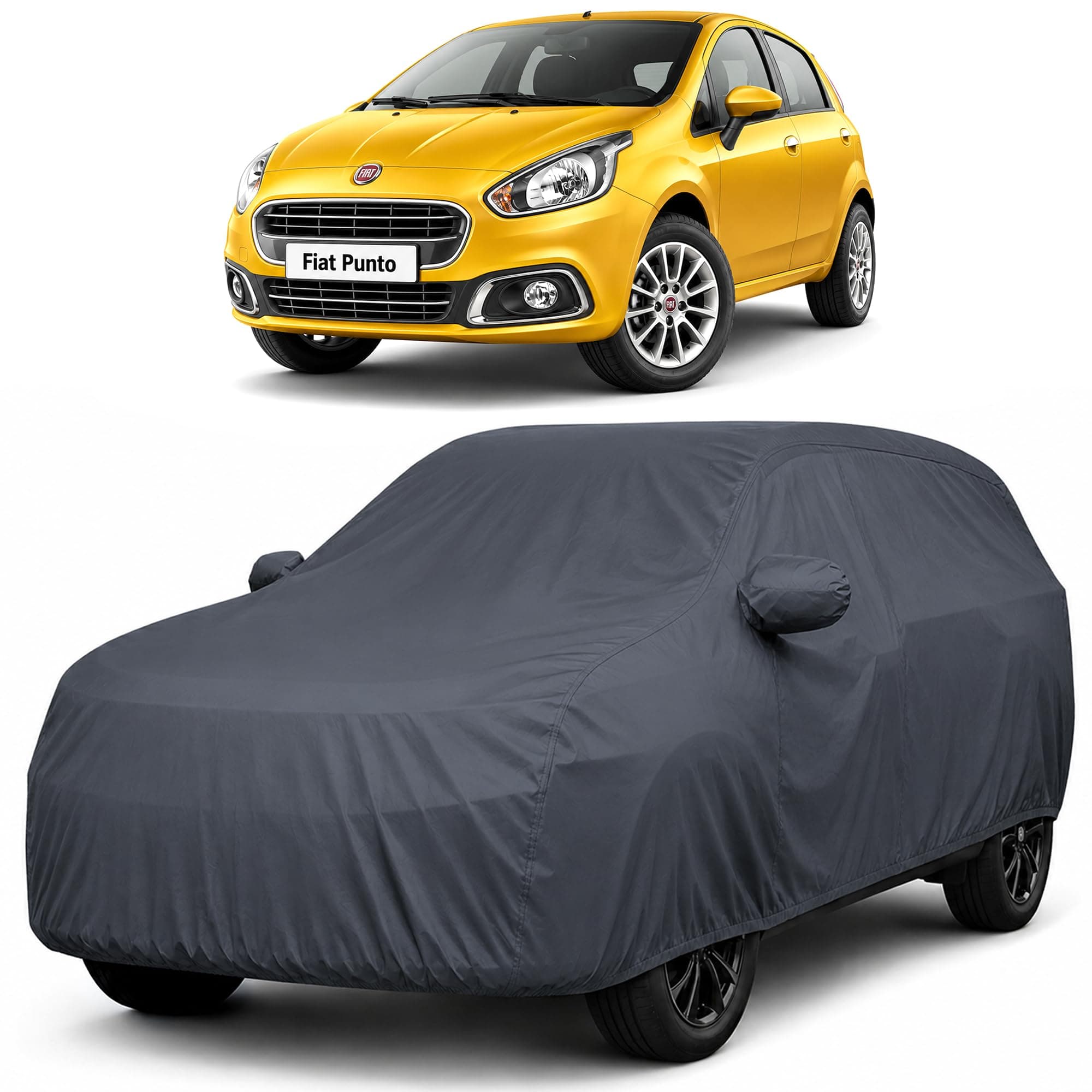 Autofact Car Body Cover Compatible with Punto | Custom Fit Car Cover |100% Waterproof | Triple-Stitched Lightweight Fabric | Dustproof | Indoor & Outdoor Use | Elastic Bottom