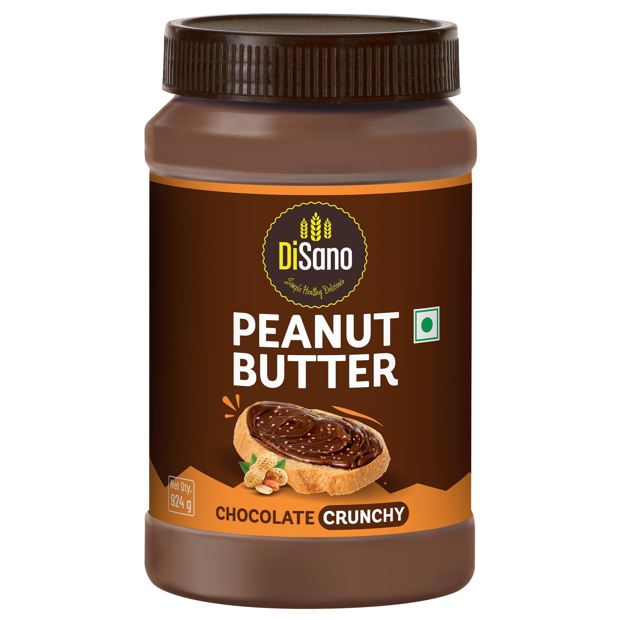 DiSano Chocolate Peanut Butter Crunchy, 924g, 23g Protein, Roasted Peanuts and Rich Cocoa, Ideal for Pre & Post-Workout, Healthy Spread for Breakfast & Snacking