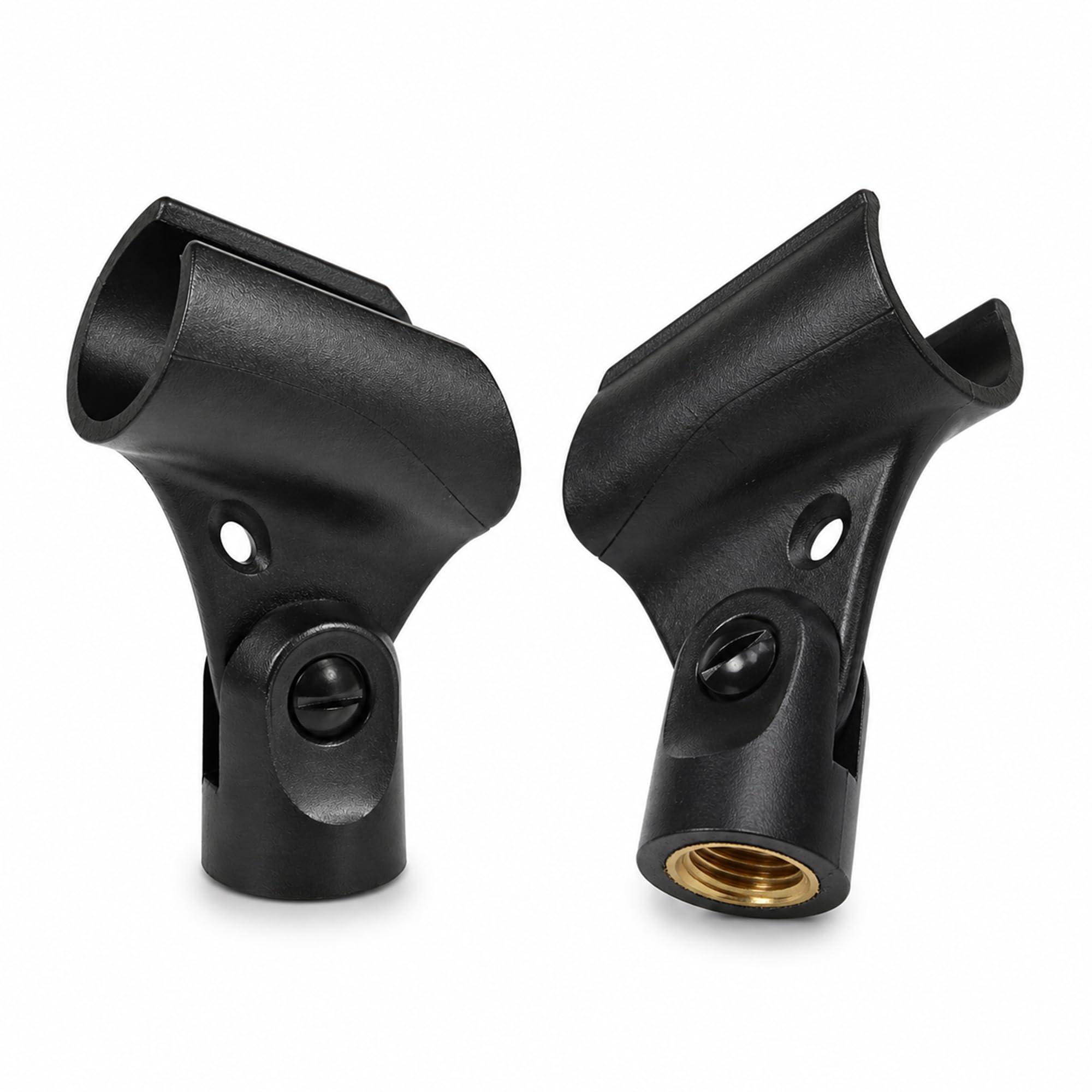 CLAPONE Microphone Mic Holder, Adjustable Angle Clip for Stand Rubber Flexible Microphone Clip Black Wireless Clamp for Mics Stand Handheld (Black, New Mic Holder (2PCS))