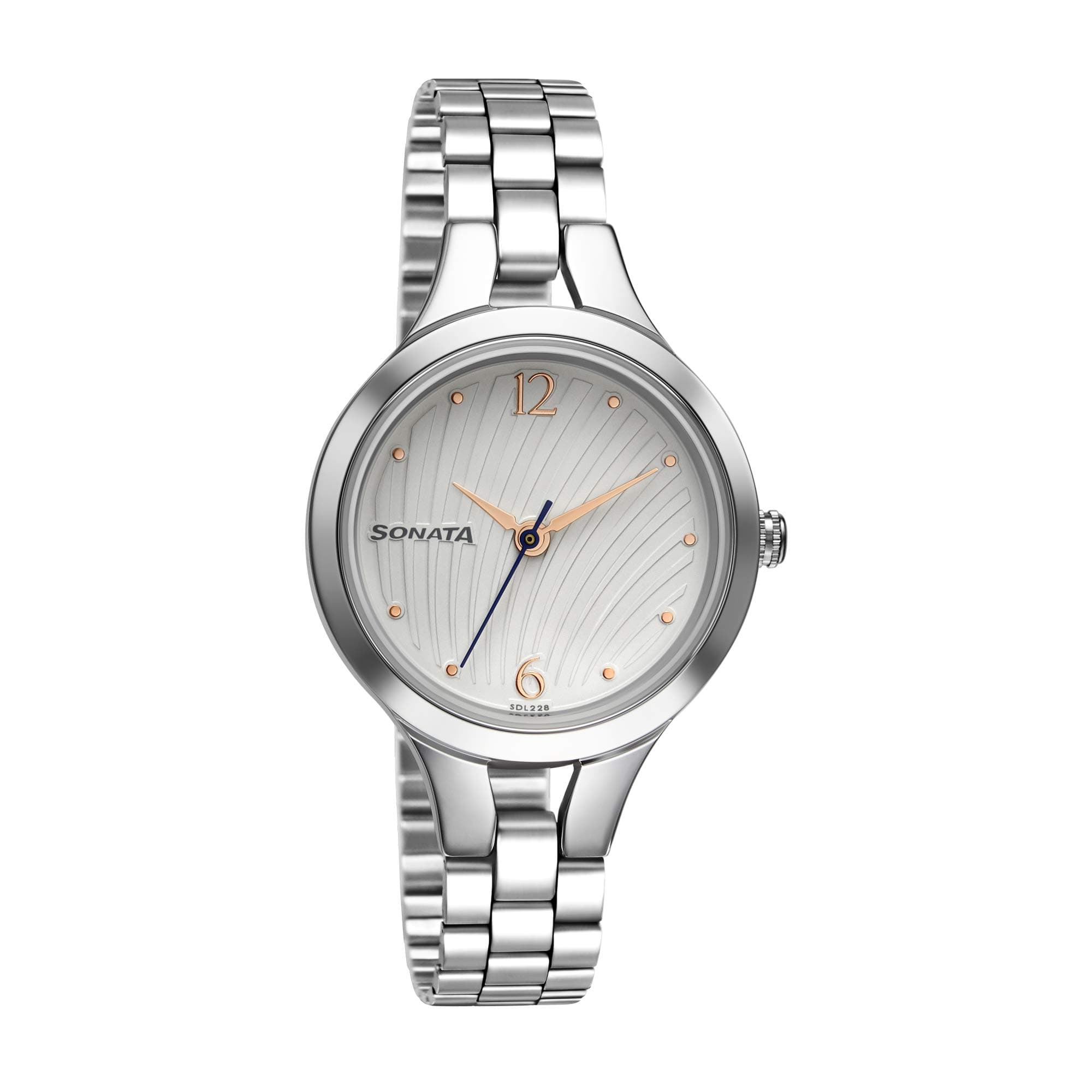 Sonata Workwear Quartz Analog White Dial Silver Stainless Steel Strap Watch for Women - NT8151SM05