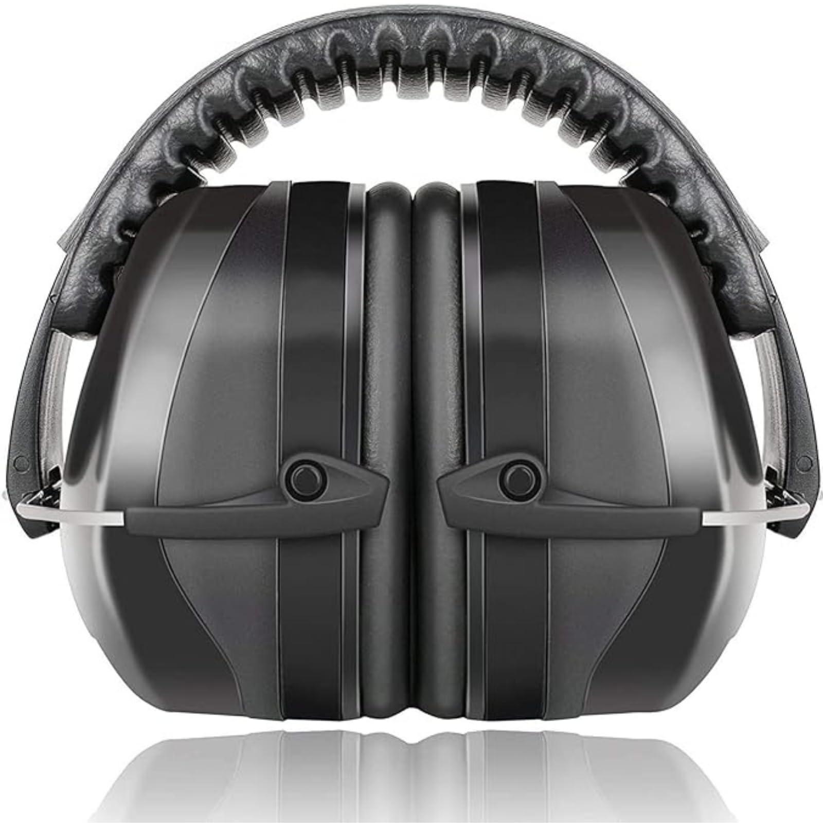 The AutoStory BDS Safety Premium Ear Muffs – NRR 26dB SNR 33dB Noise Reduction Headphones – Adjustable & Foldable Hearing Protection for Shooting, Construction, Studying, Sleeping (Full Black)