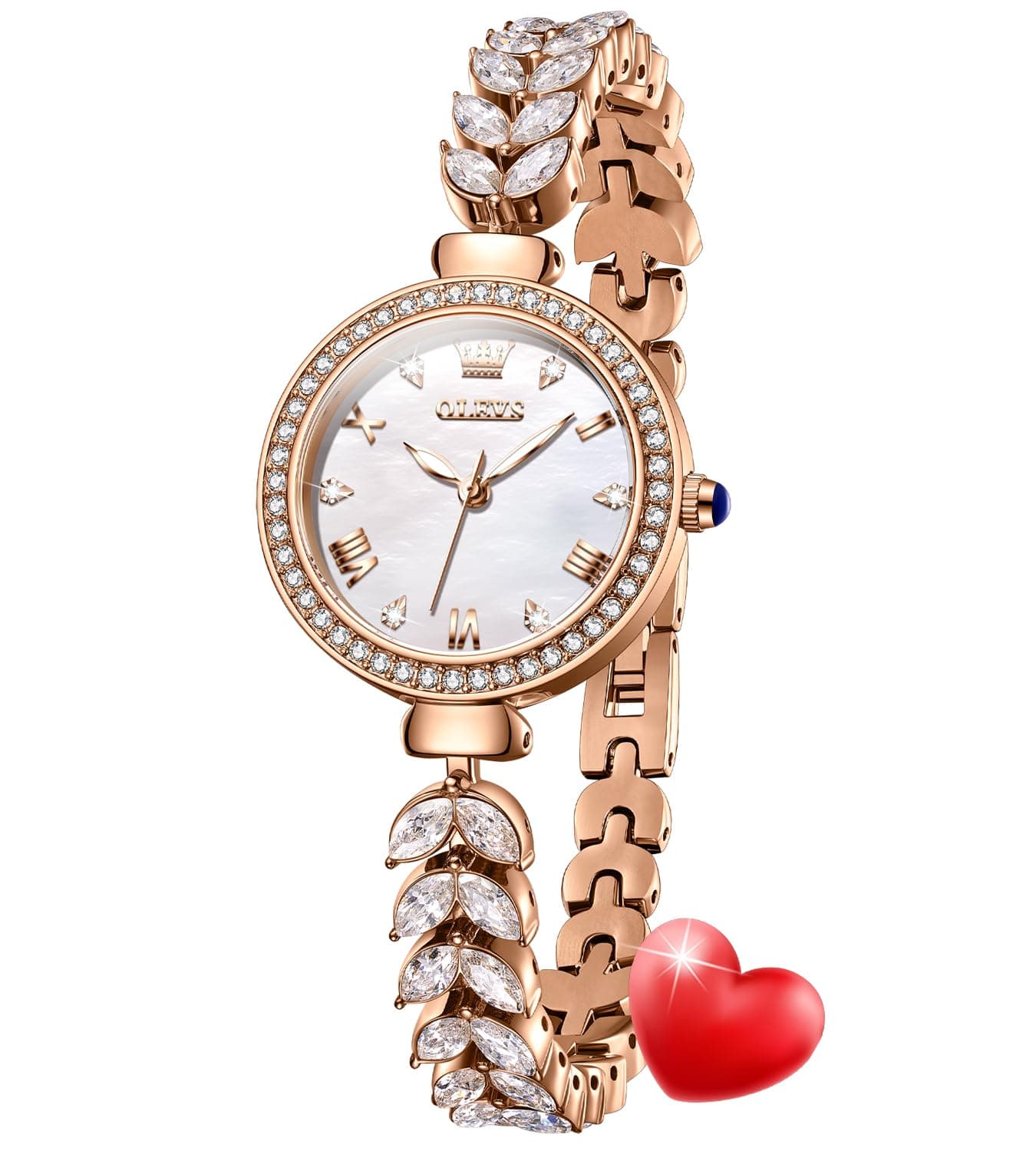 OLEVS Diamond Watch for Women Luxury Dress Rose Gold Bracelet Casual Elegant Waterproof Date Ladies Quartz Wrist Watches