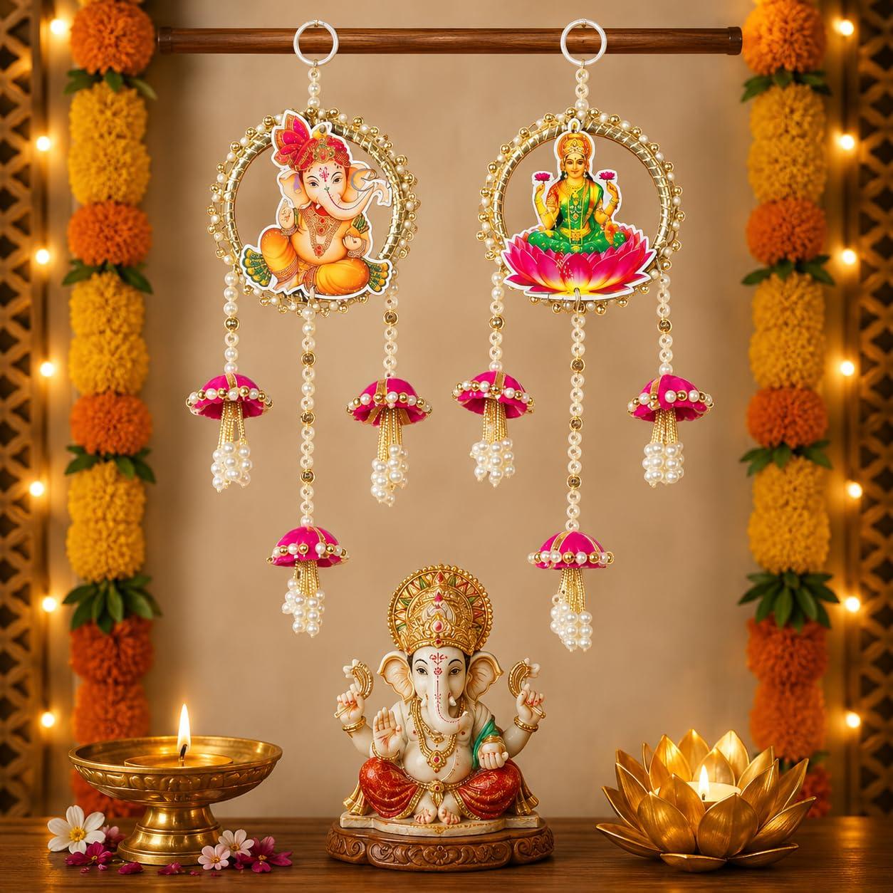 Nitishi WH-18 laxmi Ganesha moti chudi Cap wall Hanging Decorative Items for Diwali ganpati Ganesh chaturthi mandir Temple Decoration