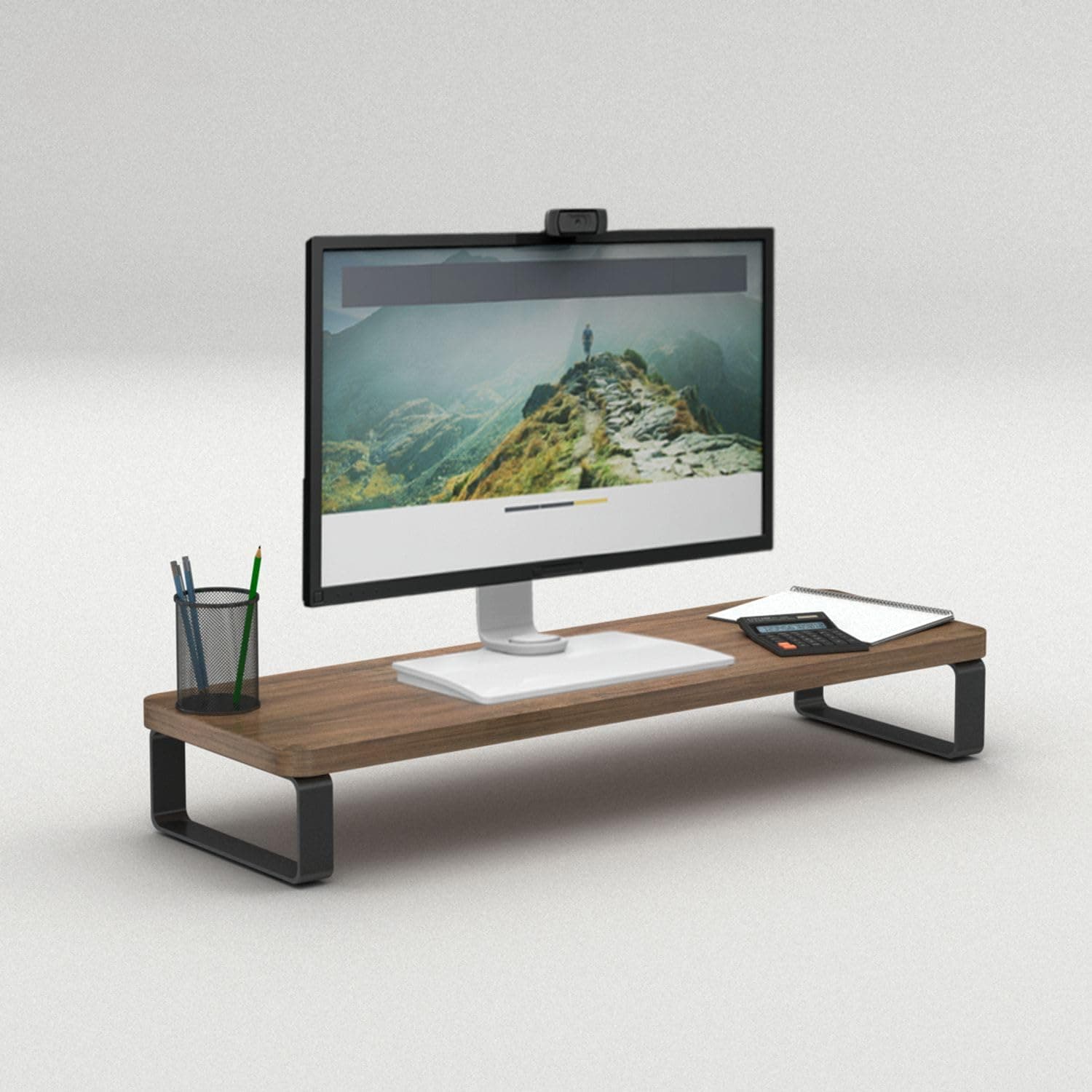 flux Monitor Stand Wooden | Monitor Stand Riser | PC Stand For Desktop Table | , Non Slip, Material: Particle Board & Metal (Walnut brown) [DO IT YOURSELF (DIY)]