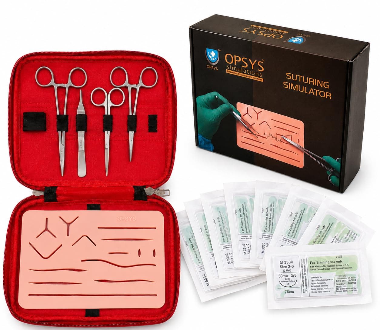 Opsys Premium Suture Practice Kit Including Large Silicone Suture Training Practice Pad and Suture Tool kit, Silicone Suture Practice Model for Students