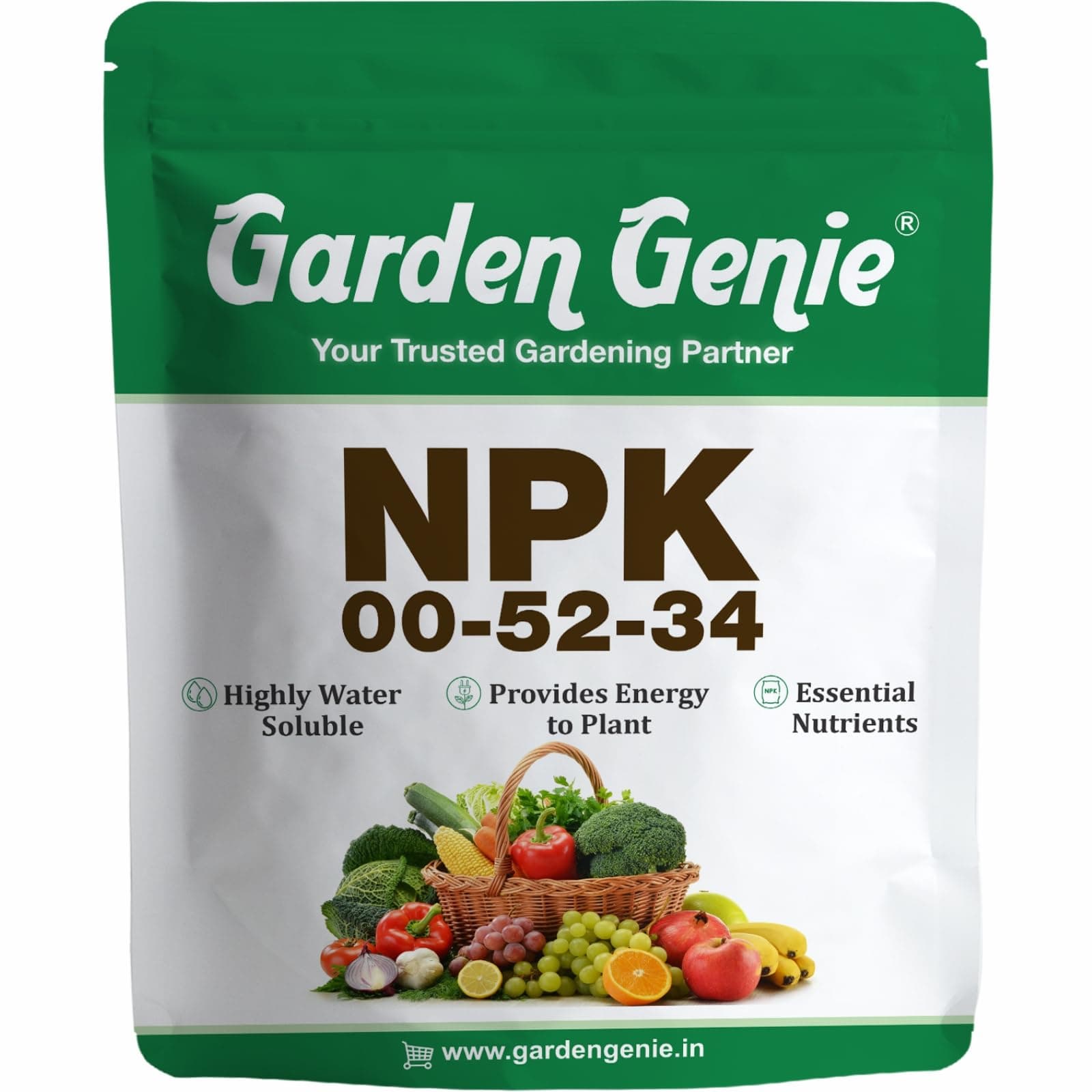 Garden Genie MKP 00 52 34 (Mono Potassium Phosphate) NPK 00-52-34, 250 Gm