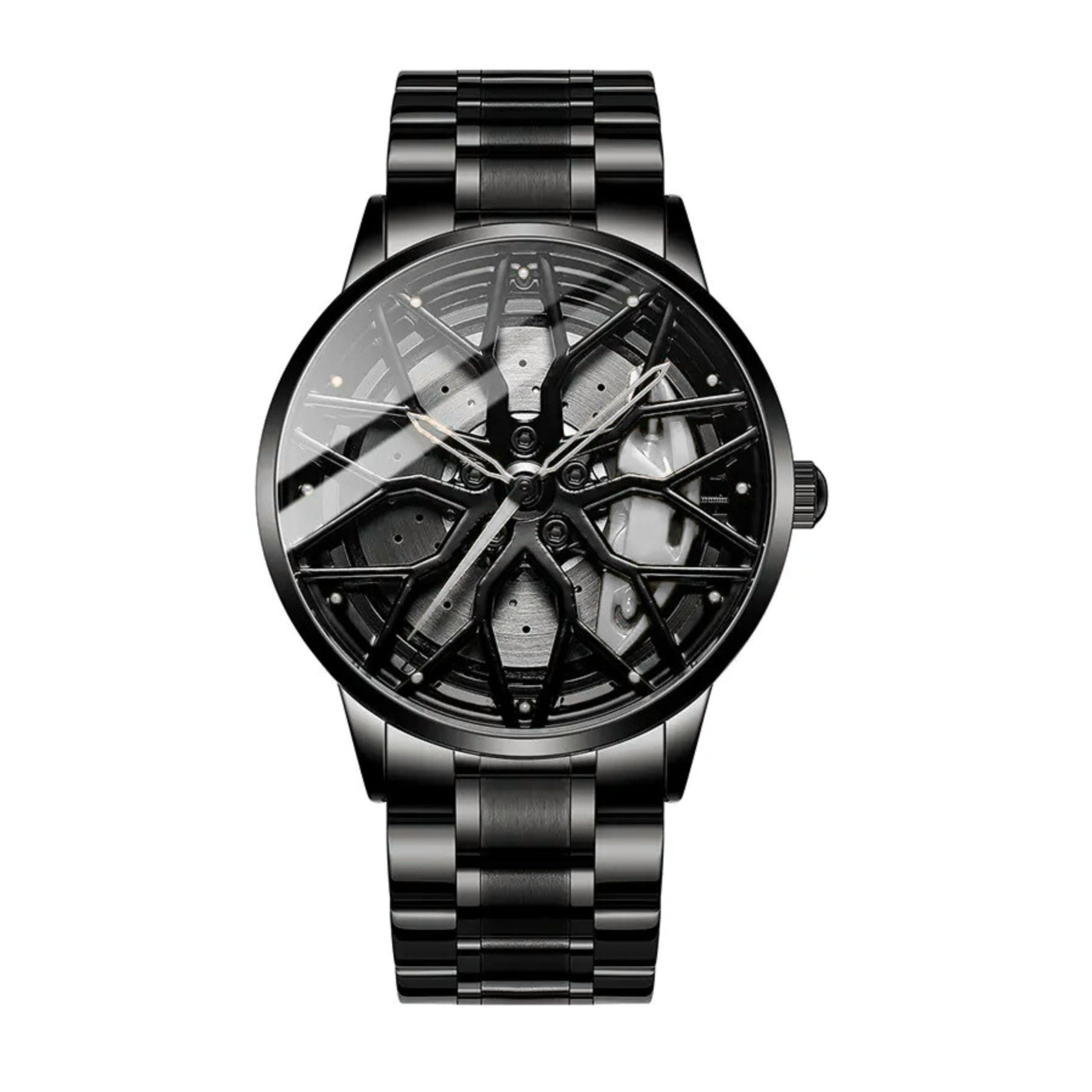GOLDENIZE FASHION Branded Men's Sport Quartz Watch Car Wheel Multicolour Dial Wheel Dial 360 Rotating Casual Fashion Stainless Steel Alloy Mens &Boy's Luxury Metal Gift Creative Watch (White)