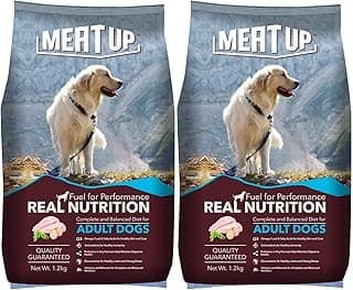 Meat Up Adult Dry Dog Food 2.4kg (1.2kg + 1.2kg) | Chicken Flavour | Healthy Skin & Coat | Antioxidants | Enriched with Vitamins & Minerals