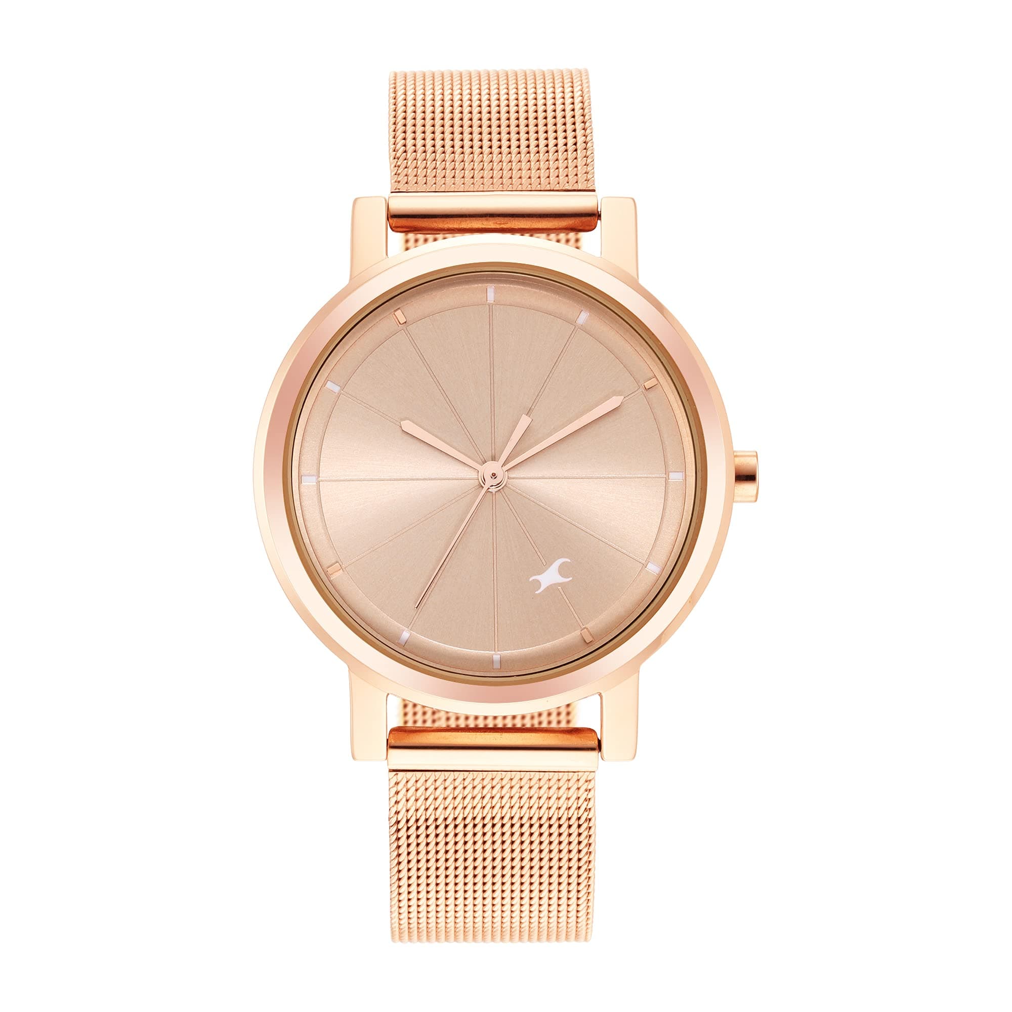 Fastrack Fleek Quartz Analog Rose Gold Dial Rose Gold Metal Strap Watch for Women - NT68028WM01