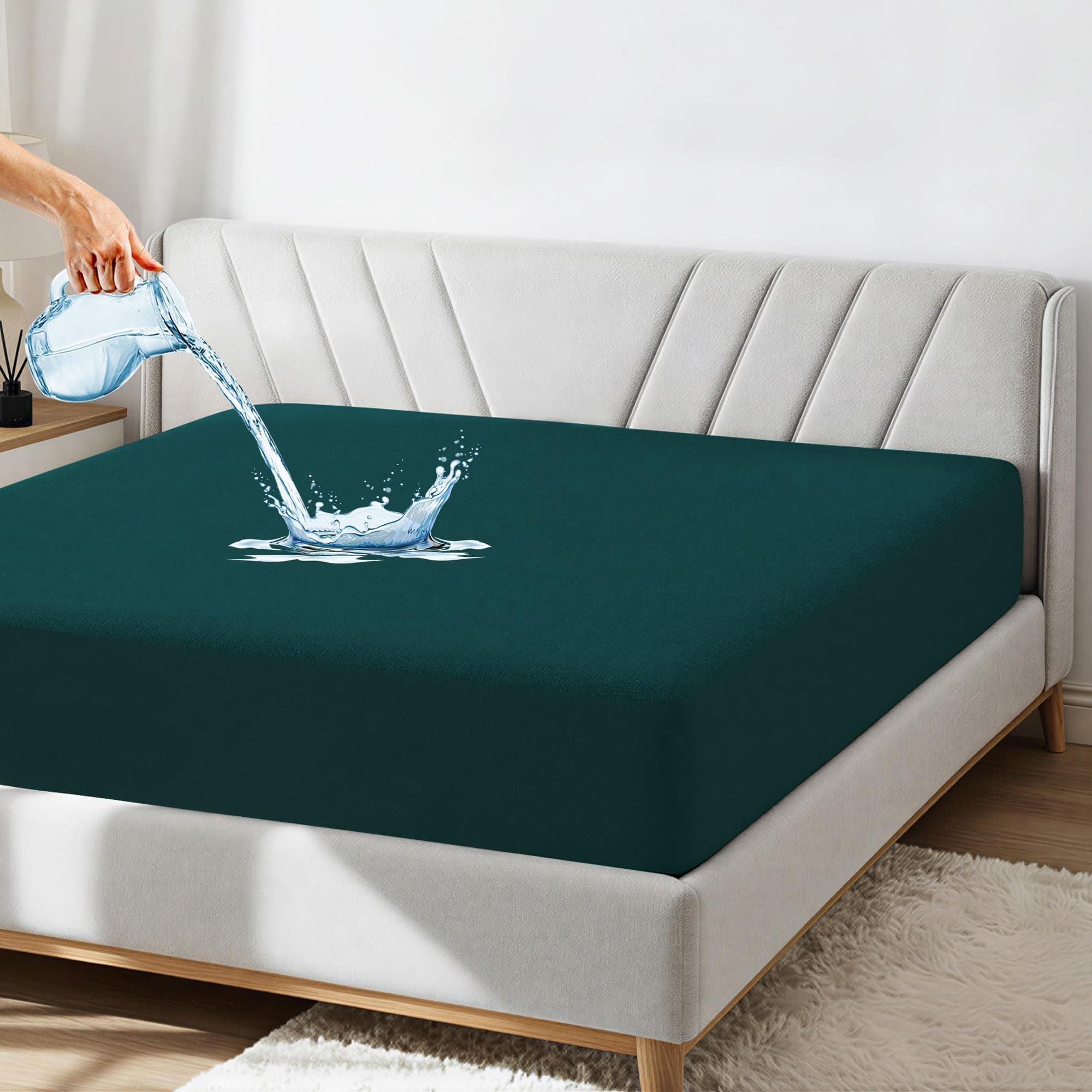 GADDA CO Cotton Waterproof Mattress Protector, Ultra Soft & Breathable Hypoallergenic Mattress Cover, King Size 72x84 inch (6x7 ft), Peacock, Pack of 1