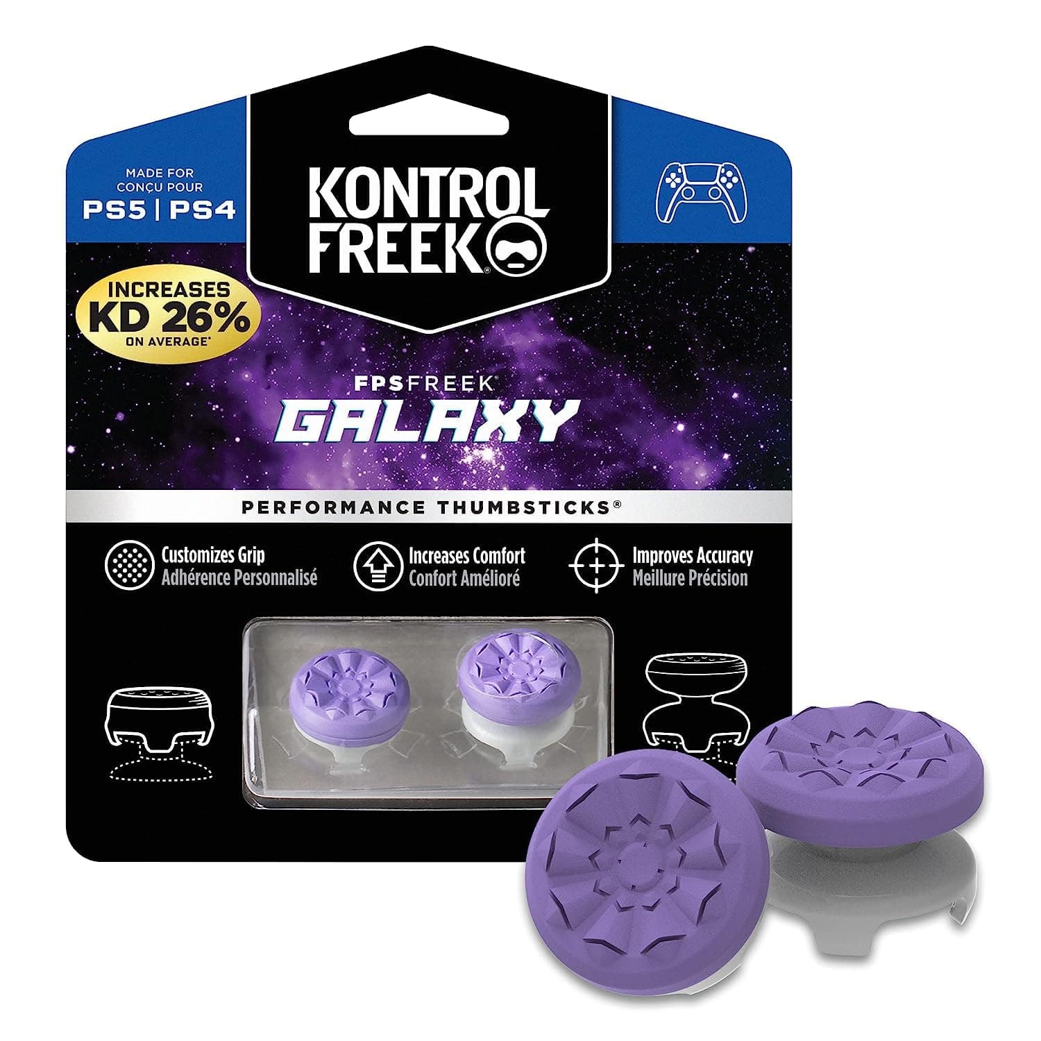 GET IN THE GAME PS4 and PS5 | Performance Thumbsticks | 1 High-Rise, 1 Mid-Rise | Purple