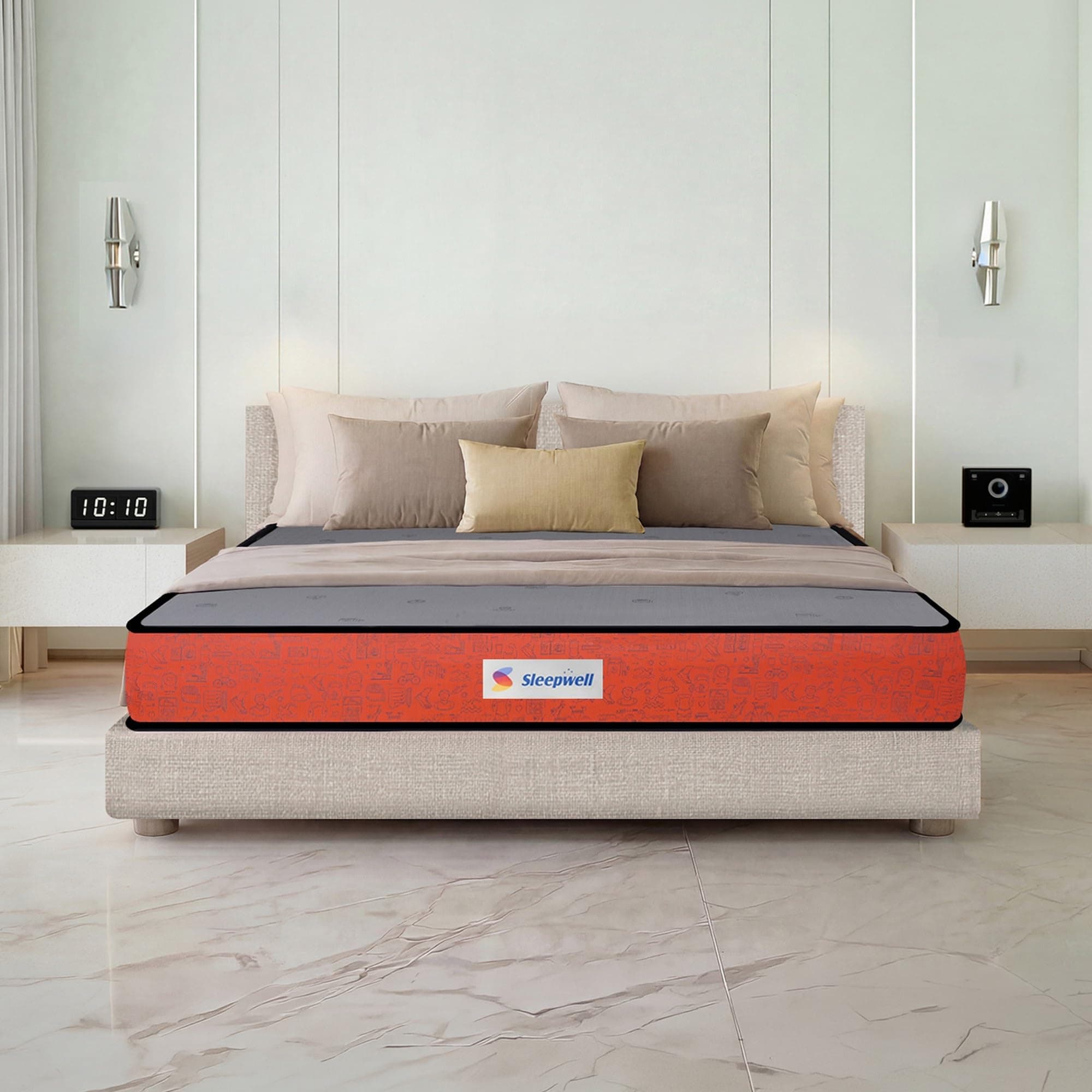 Sleepwell Dual Pro Profiled Foam Reversible 8-inch Double Bed Size, Gentle and Firm, Triple Layered Anti Sag Foam Mattress, Non Removable Cover (Grey, 72x47x8)