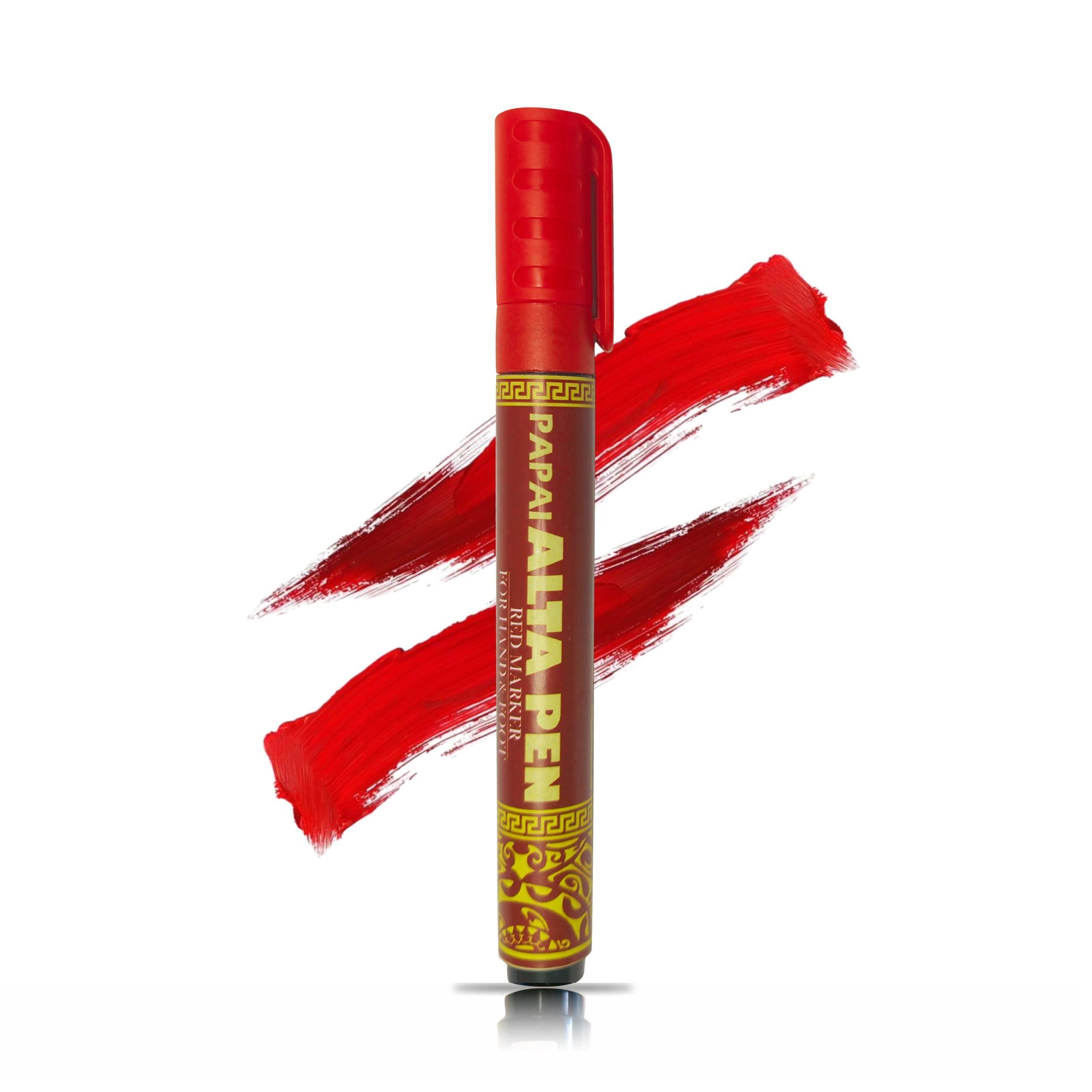 Premium Red Alta Pen 3pcs for Hands and Feet - Waterproof Alta Marker Pen for Bharatanatyam, Kathak & Odissi Dance - Long-Lasting Alta Stick for Traditional Bridal Makeup & Festivals