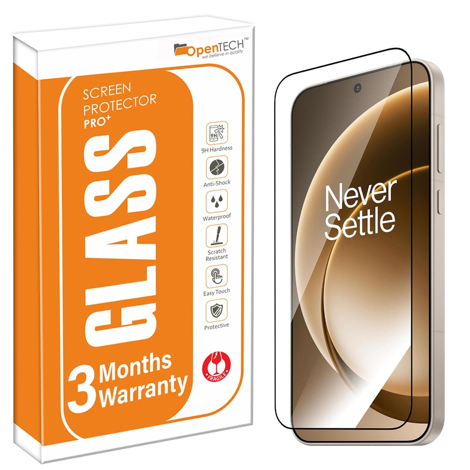 OpenTech® Military-Grade Tempered Glass Screen Protector Compatible for Oneplus 15 with Edge to Edge Coverage and Easy Installation kit