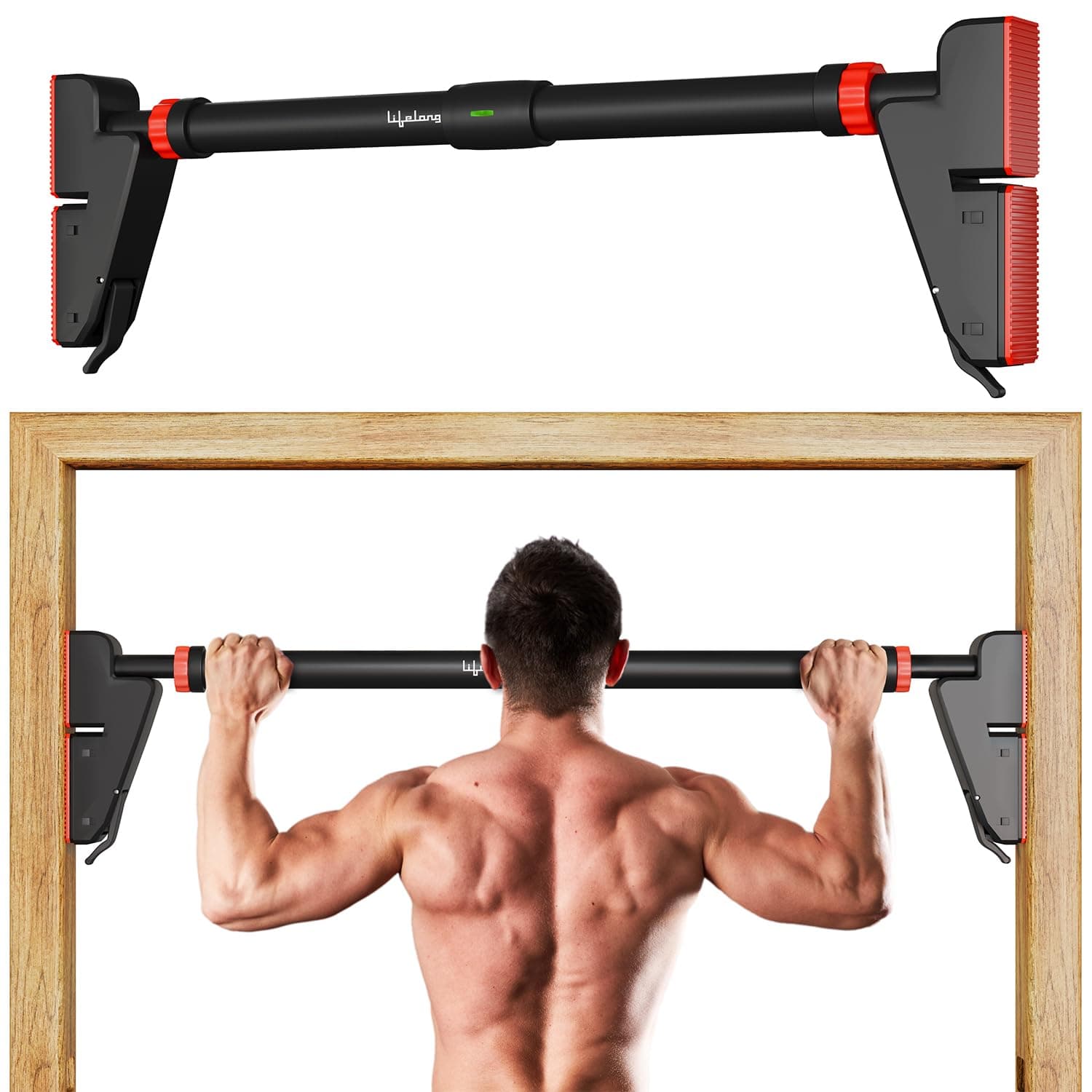 Lifelong Adjustable Pull-Up Bar for Home Gym | No Screws Hanging Bar, Adjustable Length (76-100cm), Doorway Chin-Up Bar, Gym Equipment for Men Workout, Strength Training, Weight Capacity (250kg)