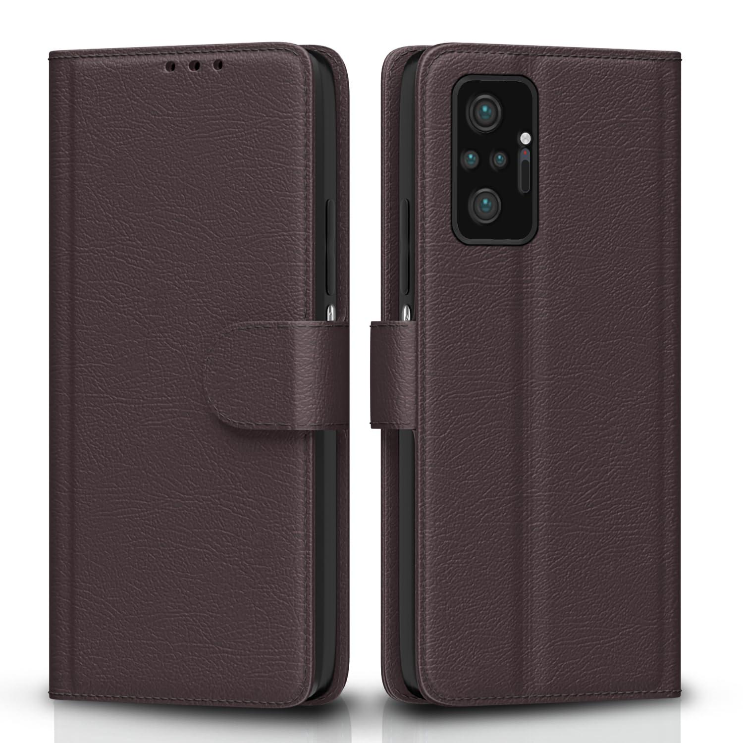 Pikkme Flip Cover for Redmi Note10 Pro/Note 10 Pro Max | Leather Finish | Shockproof with Card Pockets & Wallet Stand | Ultimate Protection Case(Coffee)