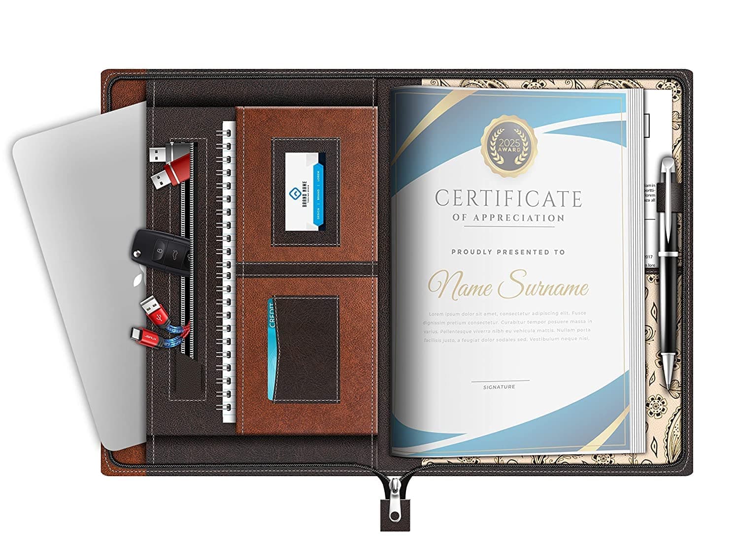 FEDUS 30 Leafs Multipurpose Leatherette Professional File Folders for Certificates,Documents Holder, Document Bag,Portfolio, Executive File A4 Size Documents Holder with 30 Leafs for Men and Women
