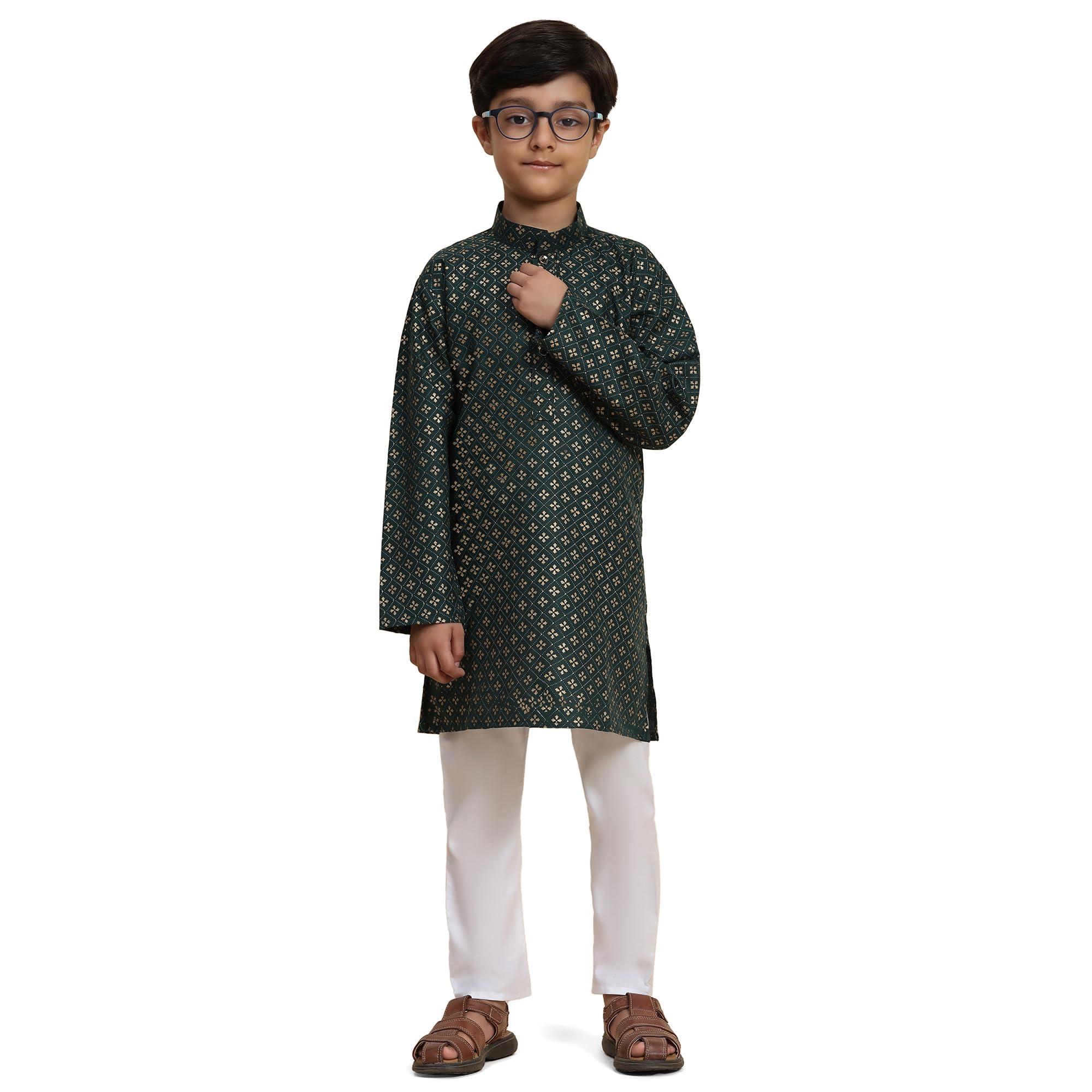 Pro-Ethic Style Developer Boys Cotton Kurta Pajama For Kid's Ethnic Wear | Kurta Pajama set (S-231), 3-4 years, Dark Green