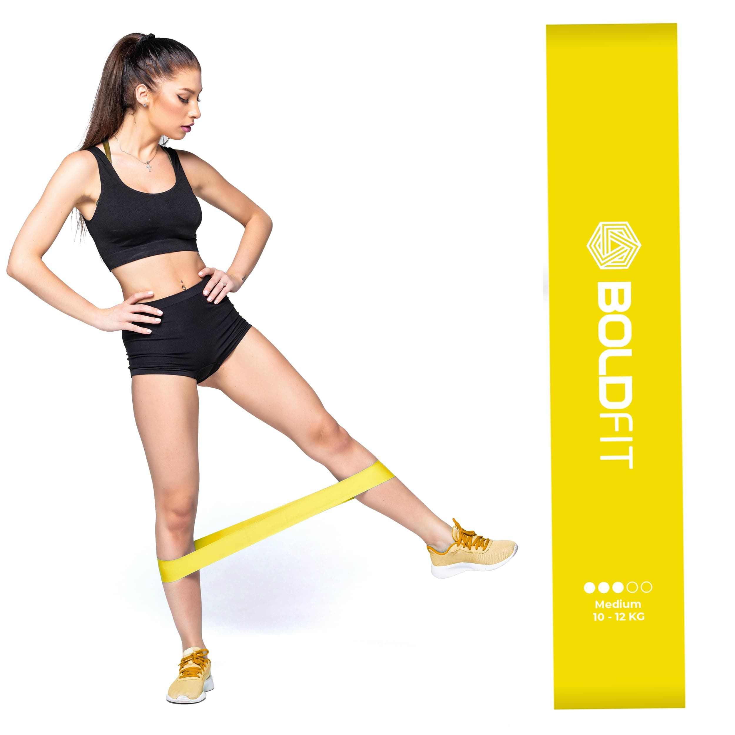 Boldfit Resistance Bands Mini Loop for Women Hip Band/Booty Band for Women/Toning Exercise Bands for Gym Booty Belt/Latex Loop/Theraband for Fitness - Yellow Medium 10-12 kg