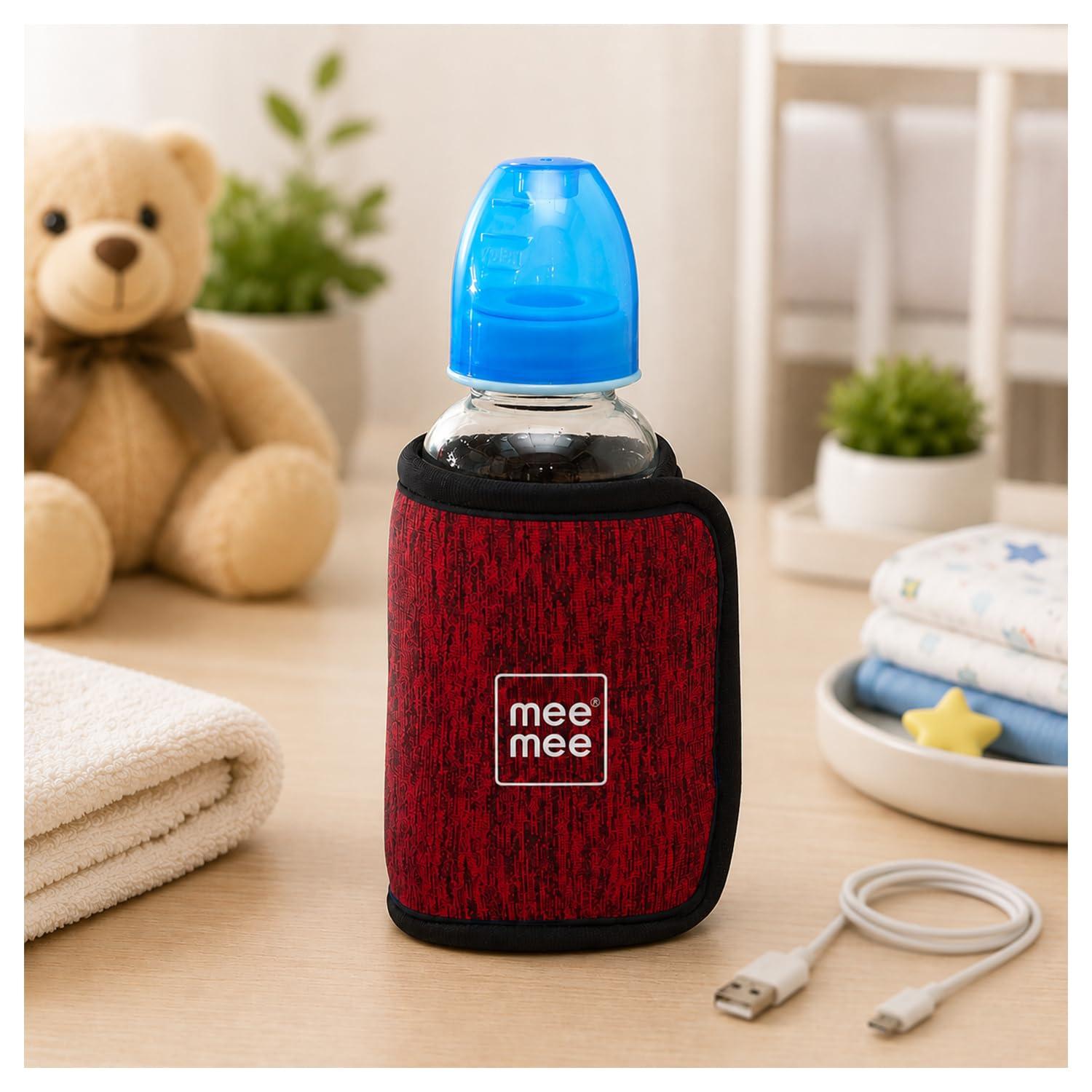 Mee Mee Portable Bottle Warmer | Warm's Baby Milk Using Quick USB Charging | Helps to Keep Baby Milk Warm, Used for Indoor and Outdoor Shopping, Travel (Red)