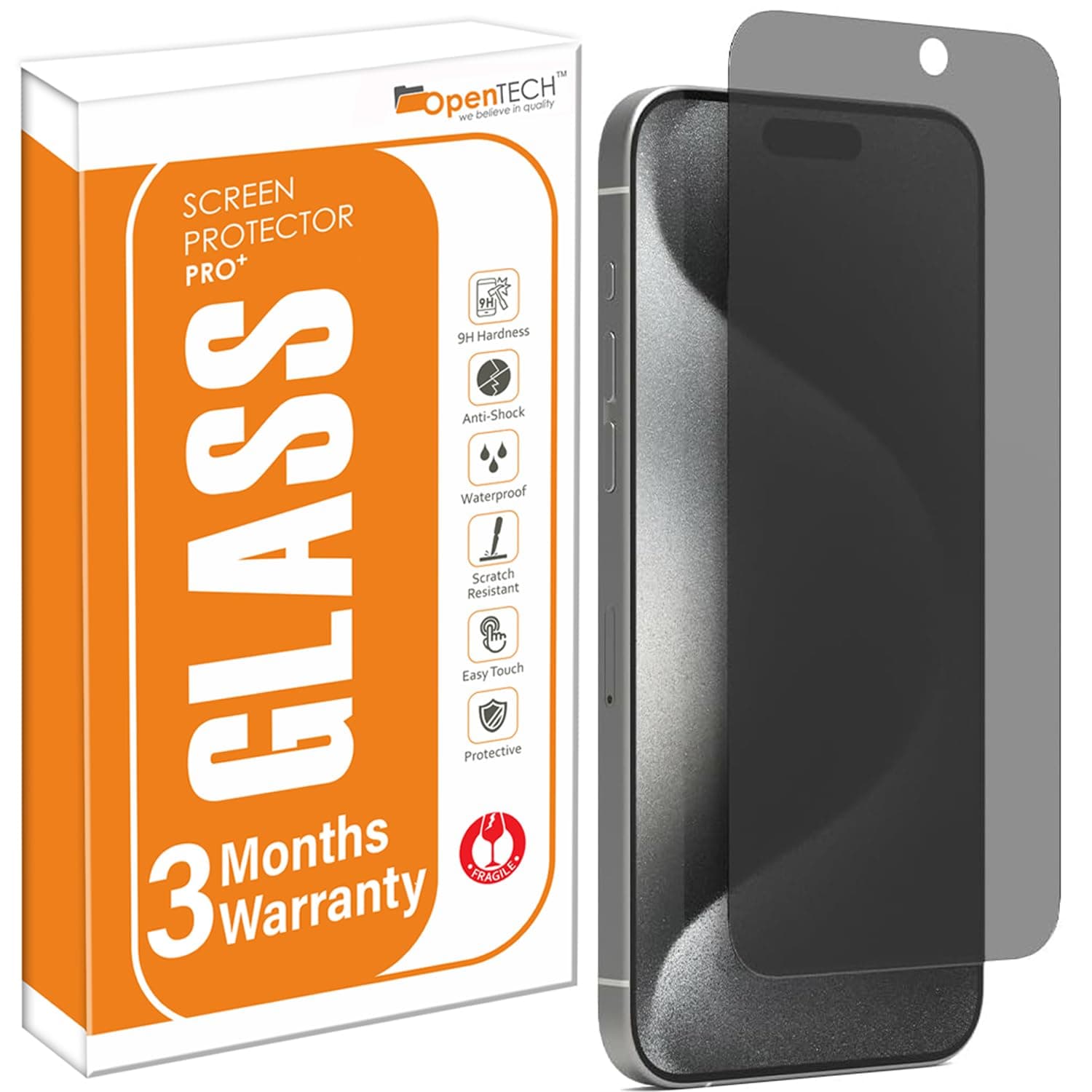 OpenTech®️ Privacy Tempered Glass Screen Protector for iPhone 17 Air with Edge to Edge Coverage - Anti Spy, Case Friendly and Bubble free installation kit (6.5 Inches)