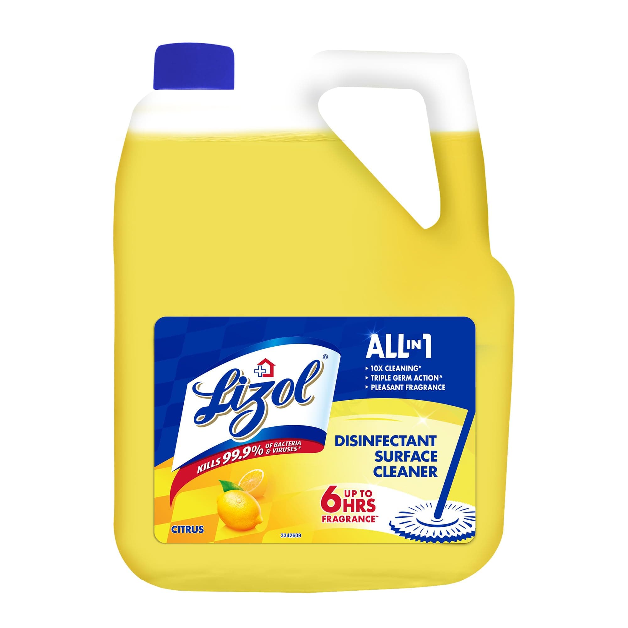 Lizol Disinfectant Surface & Floor Cleaner Liquid, Citrus - 5 Litre | Suitable for All Floor Cleaner Mops | Kills 99.9% Germs| India's #1 Floor Cleaner