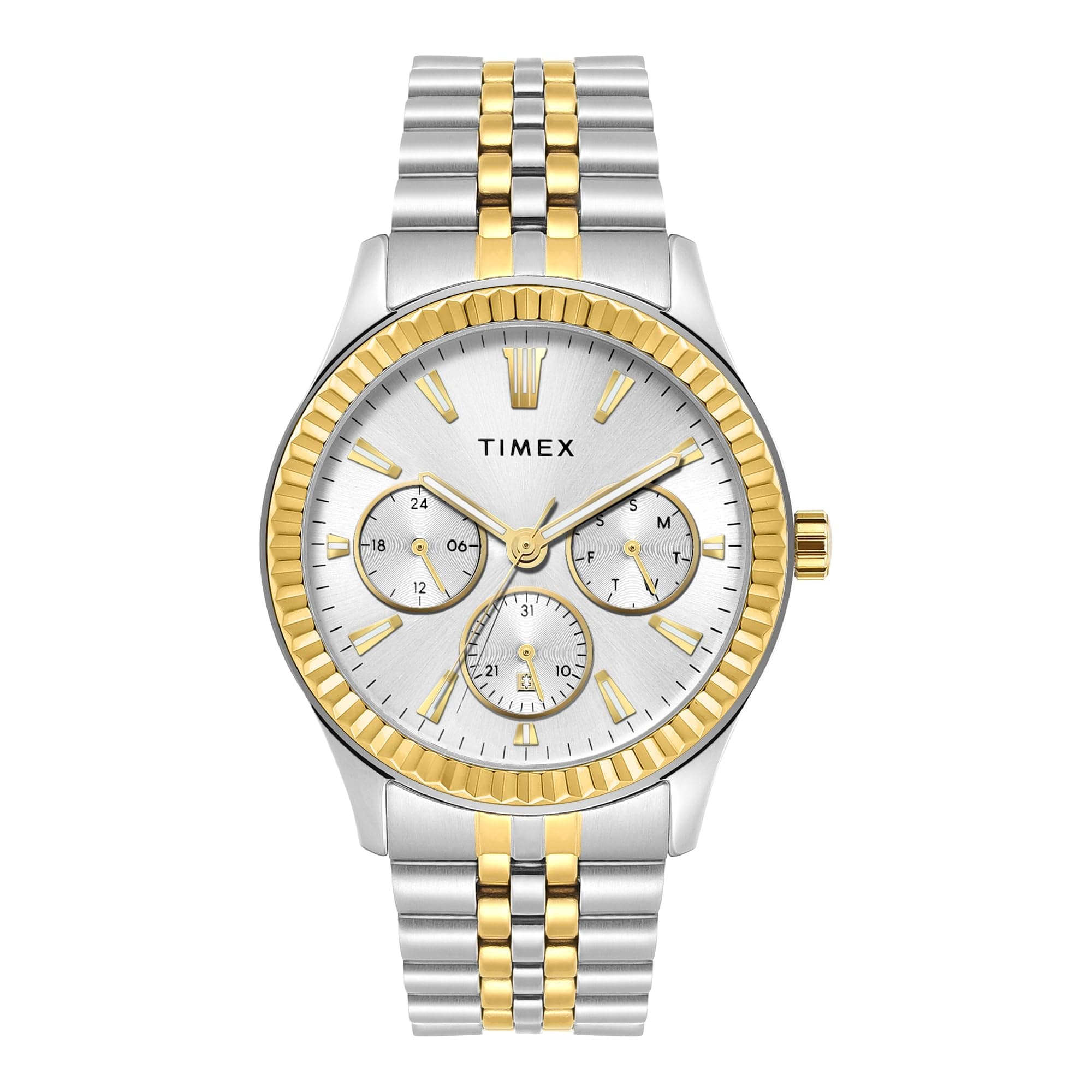TIMEX Analog Watch for man with Silver-Tone Round Dial & Silver Stainless Steel Bracelet Band Water Resistant Men's Wrist Watches - TWEG25200