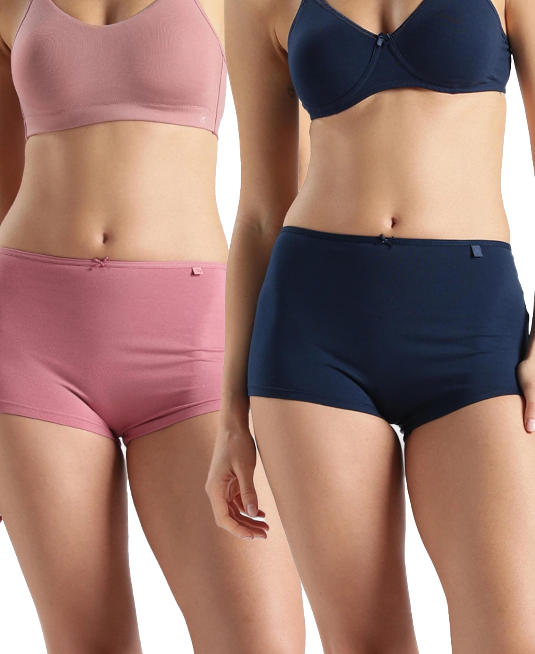 Jockey SS04 Women High Coverage Super Combed Cotton Elastane Stretch Boy Leg with Concealed Waistband and StayFresh Treatment_(Pack of 2)_Heather Rose & Pageant Blue_XL