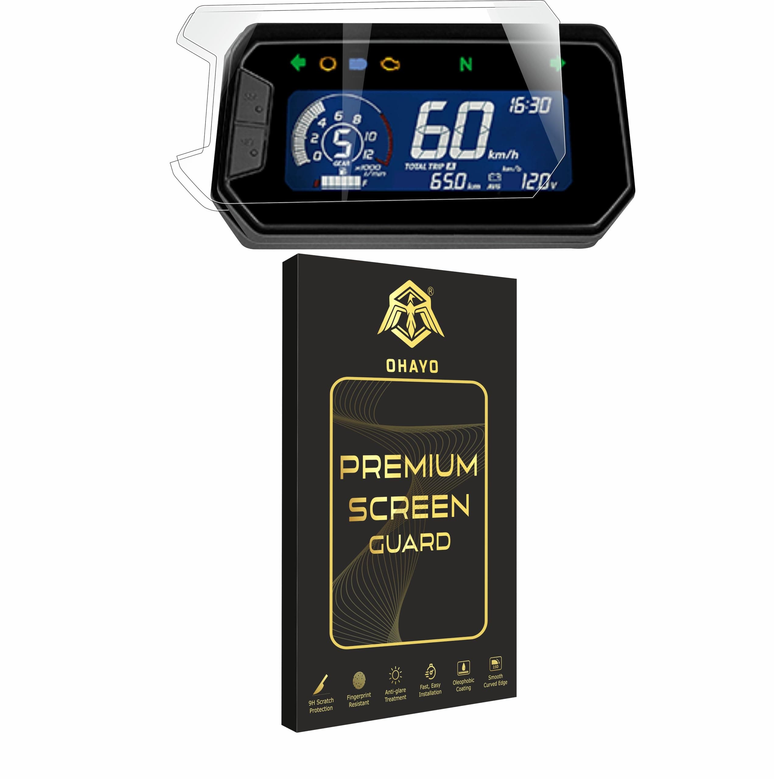 OHAYO Screen Protector Compatible with HONDA CB Unicorn 160 All Variants Bike Instrument Cluster Display | 9H Hardness Military Strength Protective Film | Scratch Resistant HD Clear Flexible Coverage | Bubble Free Easy Installation | Non-Glass Non-Tempered Protection