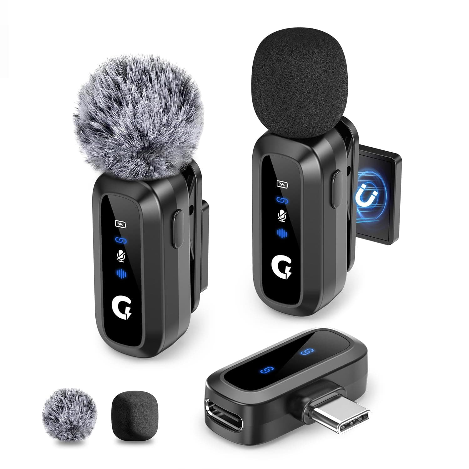 GRENARO Wireless Mic for YouTube, Plug & Play Mini Wireless Microphone for Mobile, Magnetic Clip, 3-Level Noise Reduction, Mic for Video Recording, Live Streaming, Podcast, for Beginners & Creators