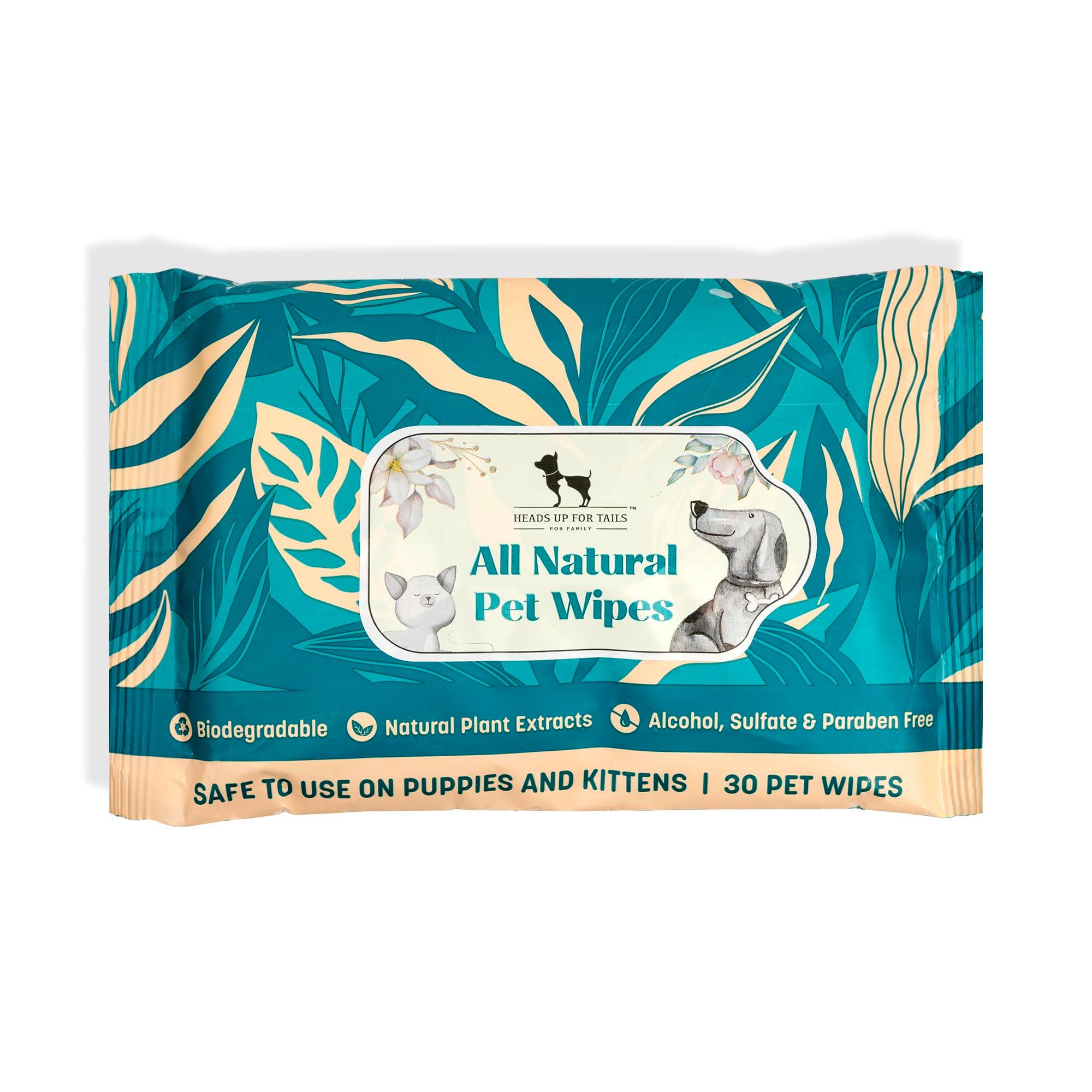 HUFT Biodegradable Pet Wipes – 30 Wipes | Gentle Cleaning for Dogs & Cats | Alcohol-Free & Skin-Friendly | Deodorizing & Hygienic | Ideal for Daily Use, Travel & Quick Grooming