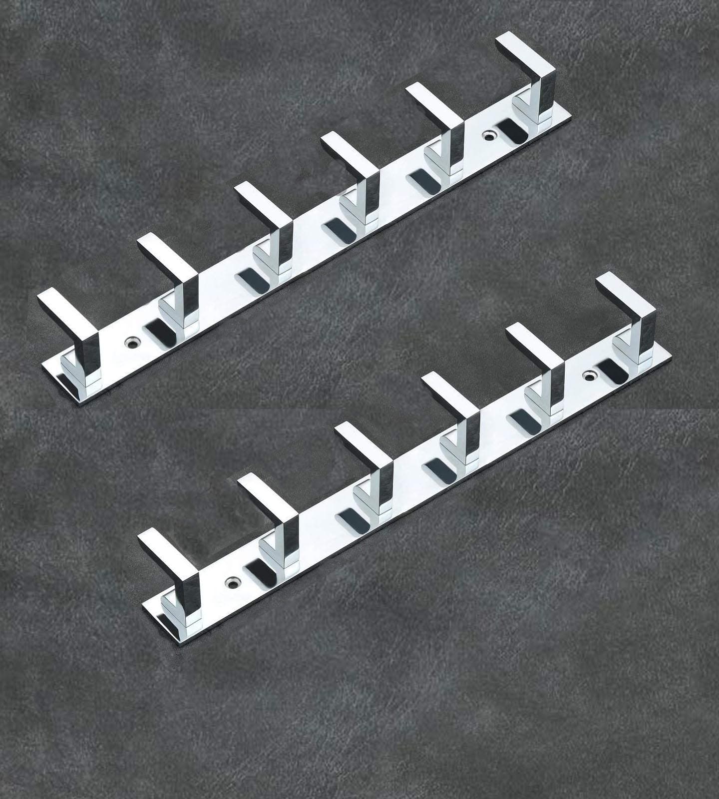 iSTAR 6 Pin Bathroom Cloth Hooks Hanger Wall Bedroom Bathroom Robe Hooks Rail for Hanging Keys,Clothes,Towel Steel Hook