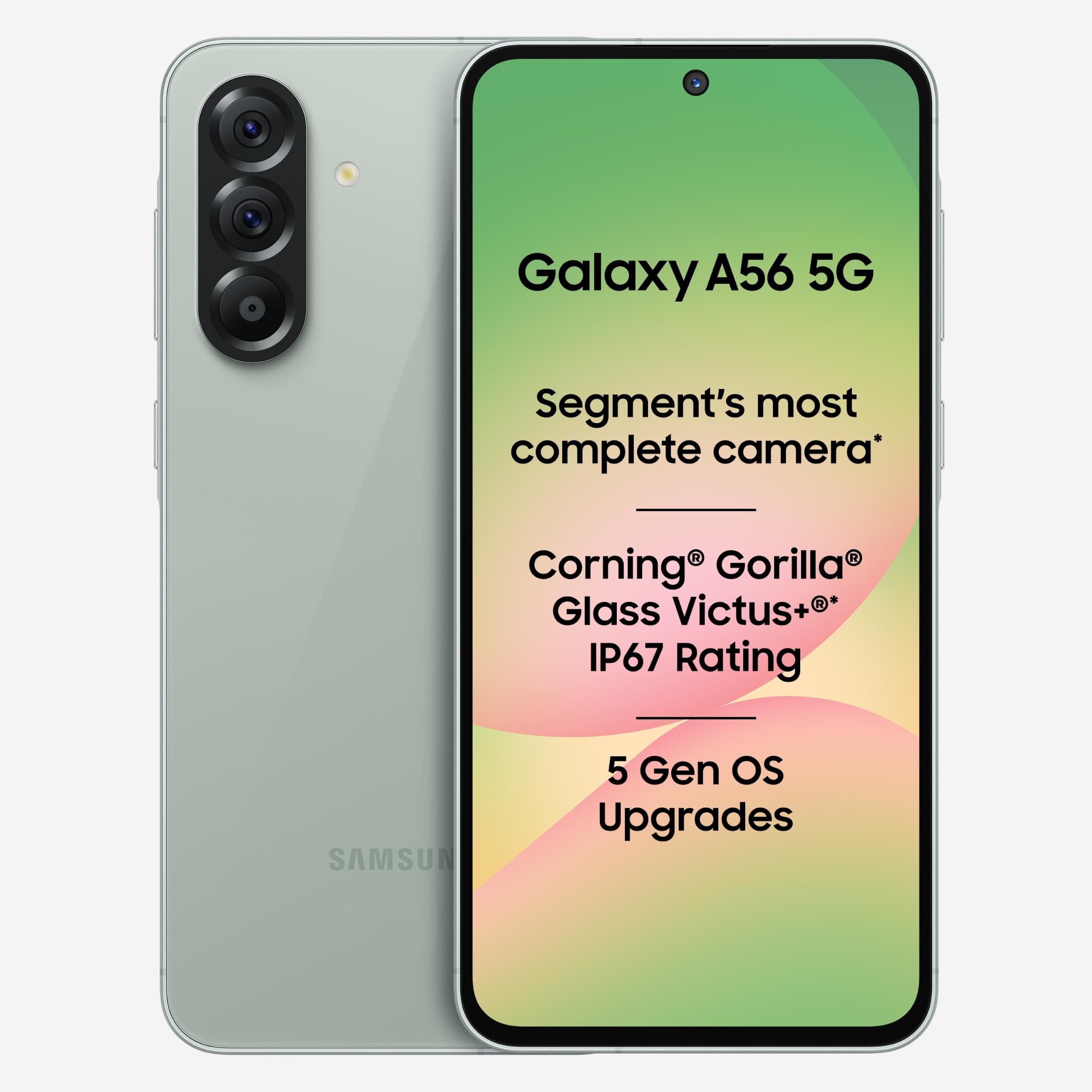 Samsung Galaxy A56 5G (Awesome Olive, 8GB, 256GB) | Segment Most Complete Triple Camera | AI Editing | 4nm Processor | sAMOLED Display| Gorilla Glass Victus+| 5 Gen OS Upgrades
