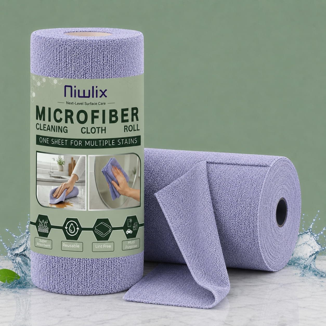 Niwlix Microfiber Cleaning Cloth Roll Kitchen Towel Roll Reusable Kitchen Towel Micro Fiber Cloth for Car Cleaning Clothes Kitchen Cloth for Cleaning | 20 Pack