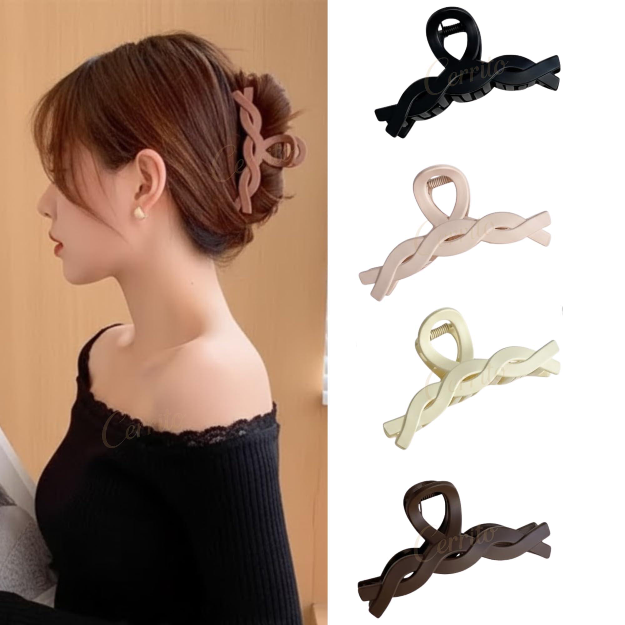 Cerrito Hair Claw Clips for Women Girls – 3 Pcs Large Strong Hold Clamps for Thick Thin Hair, Matte Nonslip, Neutral Claw, Styling Big Hair Clutcher, Hair Accessories, Ponytail Holder, Multicolor