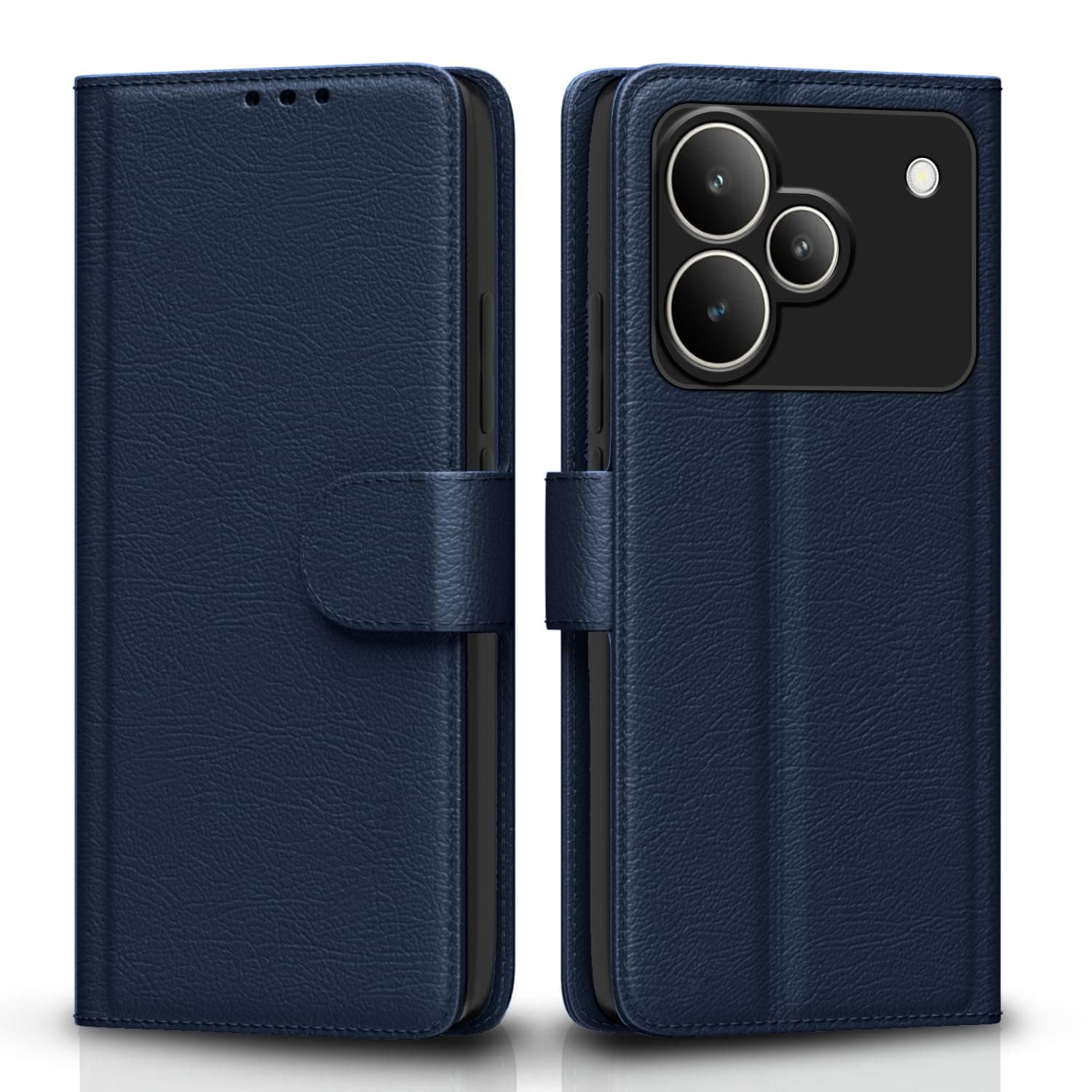 Pikkme Flip Cover for Realme P4 5G Leather Finish | Inside TPU with Card Pockets | Wallet Stand and Shock Proof | Complete Protection Flip Case(Blue)