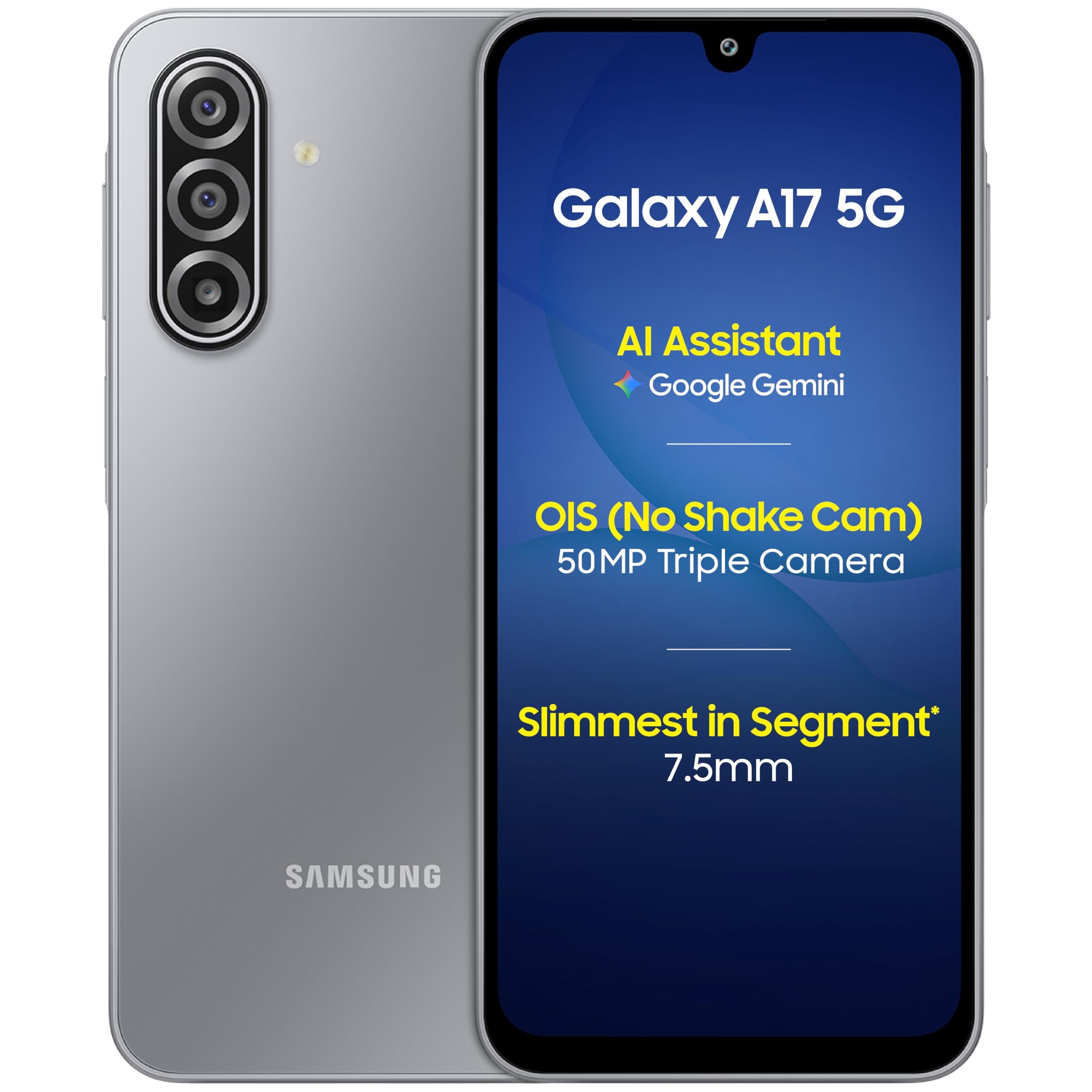 Samsung Galaxy A17 5G (Gray, 8GB RAM, 128GB Storage) | 50 MP No Shake Camera | Gemini Live | Circle to Search | Super AMOLED | Corning Gorilla Glass Victus | 7.5mm Sleek | AI