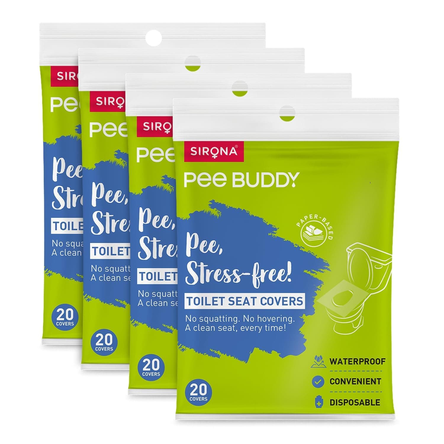 PEE BUDDY Disposable Toilet Seat Covers - 20 Sheets (Pack of 4)| No Direct Contact with Unhygienic Seats | Easy To Dispose | Nature Friendly | Must Have For Women and Men