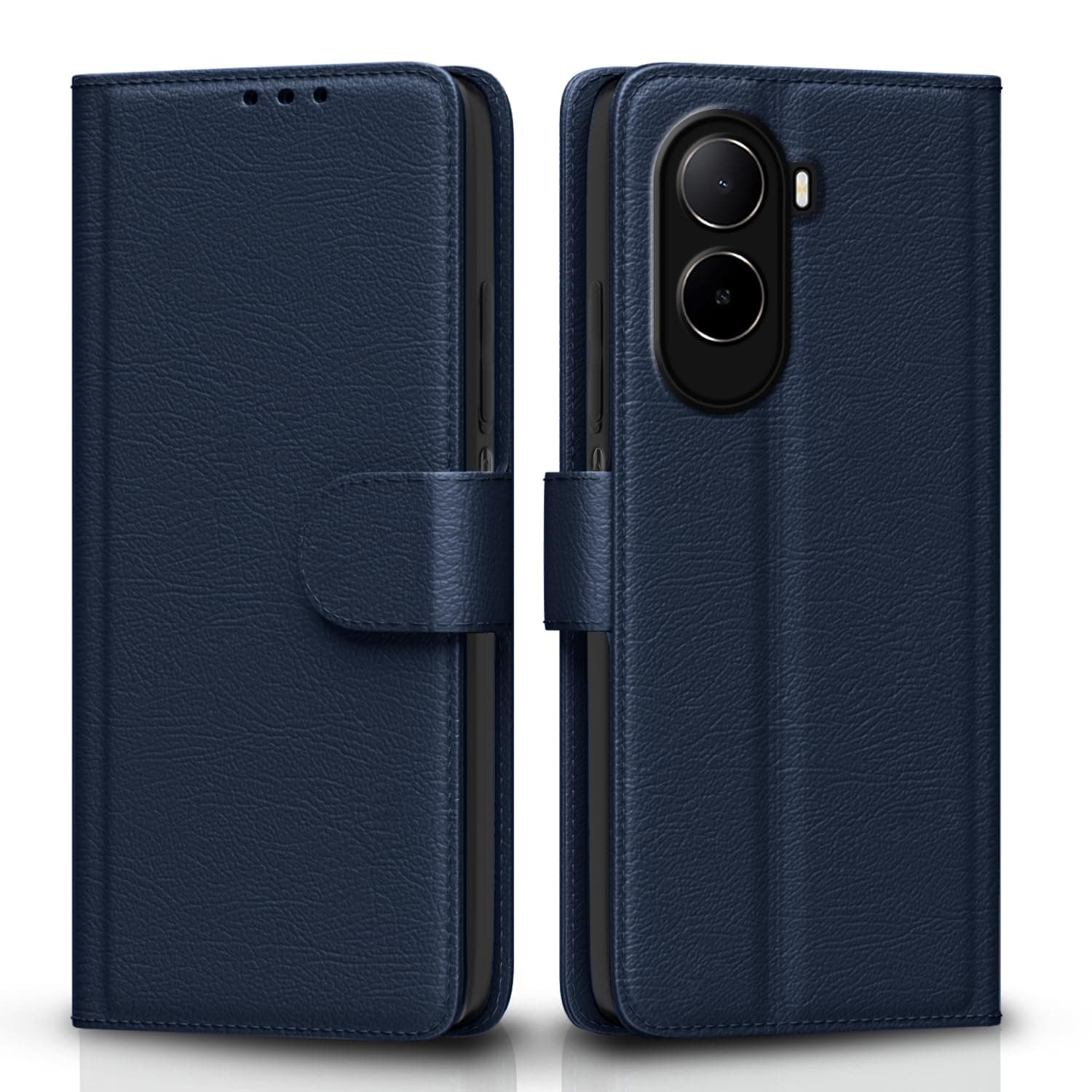 Pikkme Flip Cover for Mi Redmi A7 Pro/Poco C85x 5G / C81 Leather Finish | Inside TPU with Card Pockets | Wallet Stand and Shock Proof | Complete Protection Flip Case (Blue)