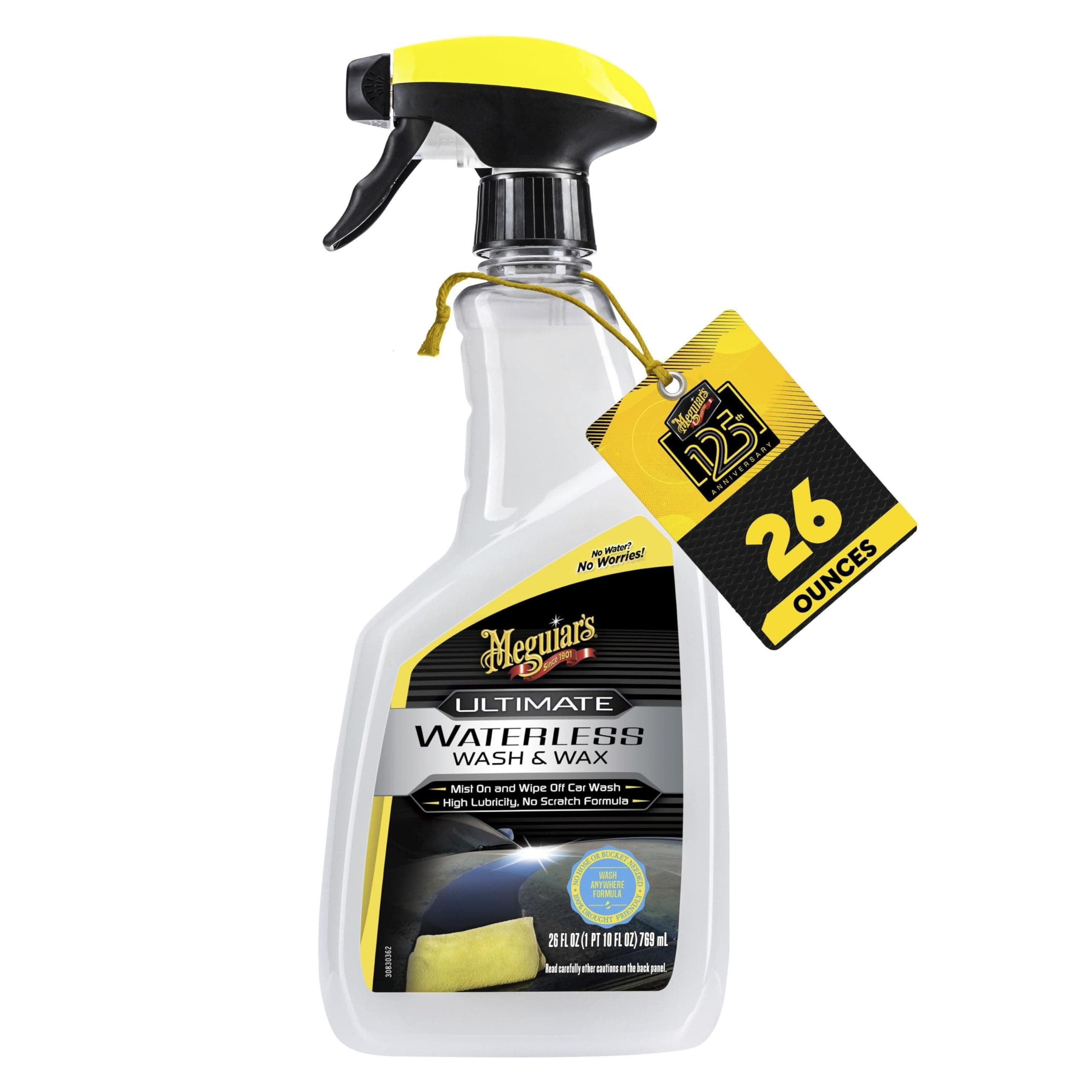 Meguiar's Ultimate Waterless Wash & Wax |True waterless Shampoo | Fruity Fragrance | Water repellent coating | Long Lasting Glossy Finish | No equipment needed (768 ml)