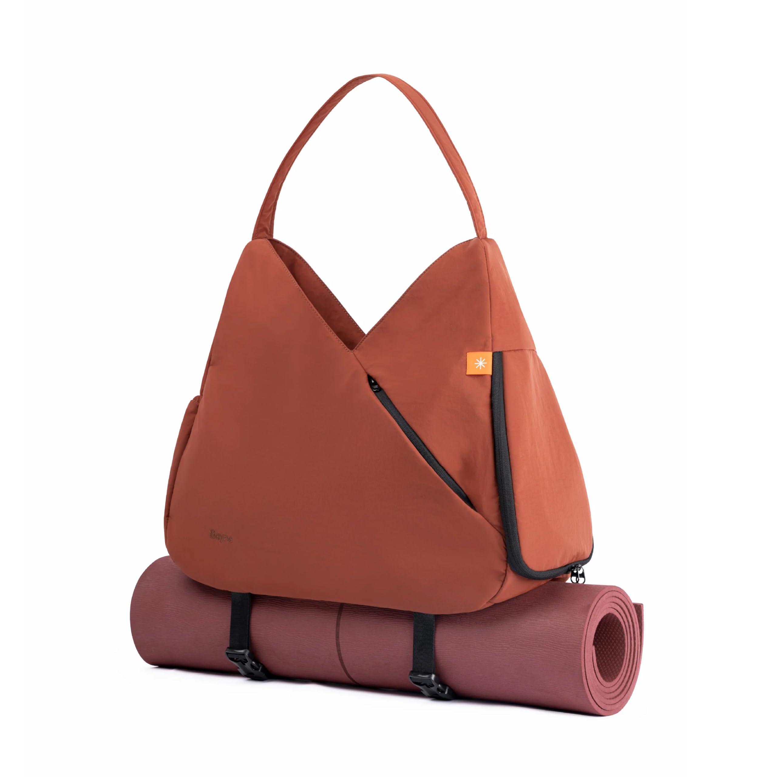 Bayne Duffle Bags for Travel for Women - Multifunctional Gym Bag with Shoe Compartment, Waterproof Day Pack and Adjustable Shoulder Strap, Ideal Gym Bag for Women and Travel Shoulder Bag (Brown)