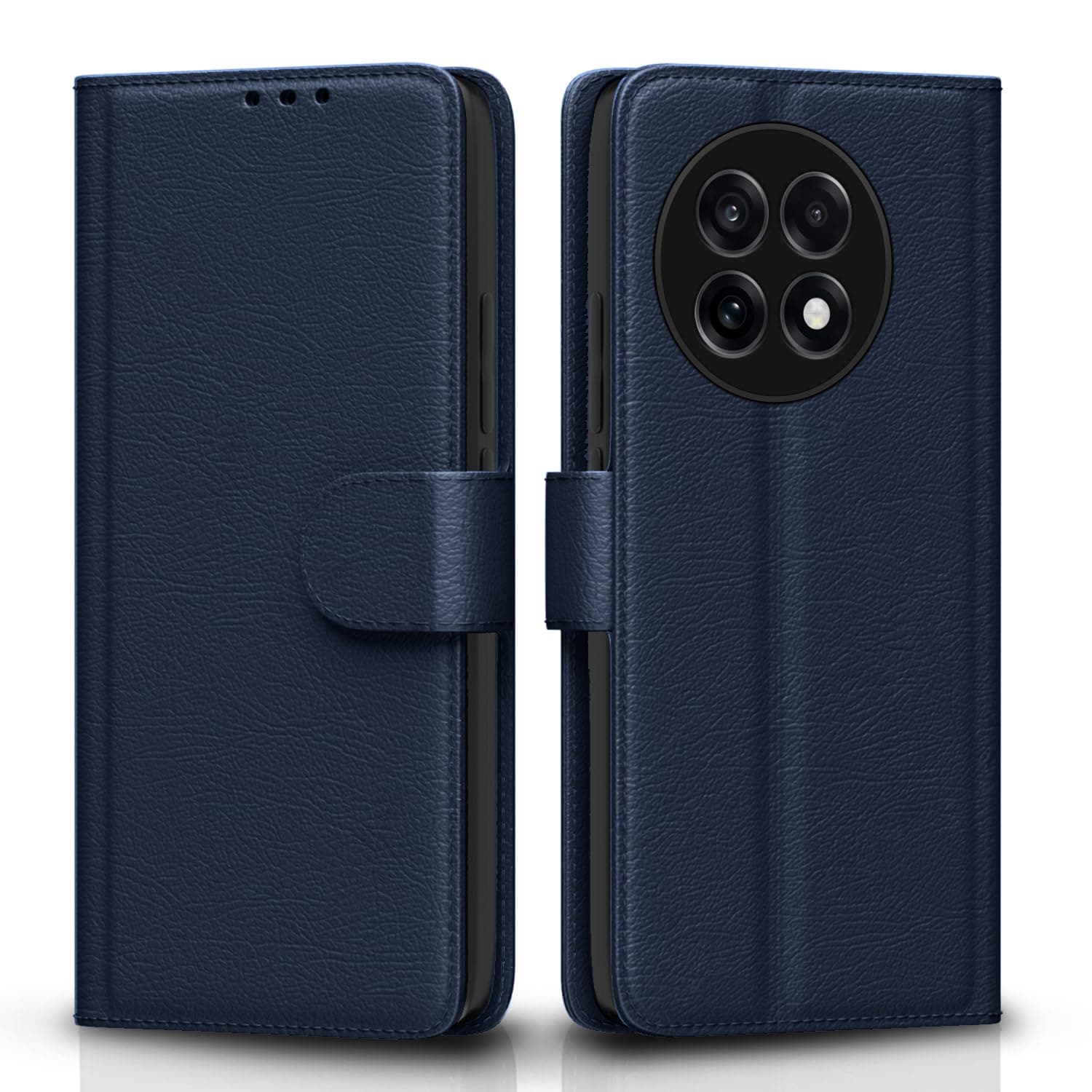 Pikkme Flip Cover Leather Finish | Inside TPU with Card Pockets | Wallet Stand and Shock Proof | Complete Protection Flip Case for OnePlus 13R 5G(Blue)