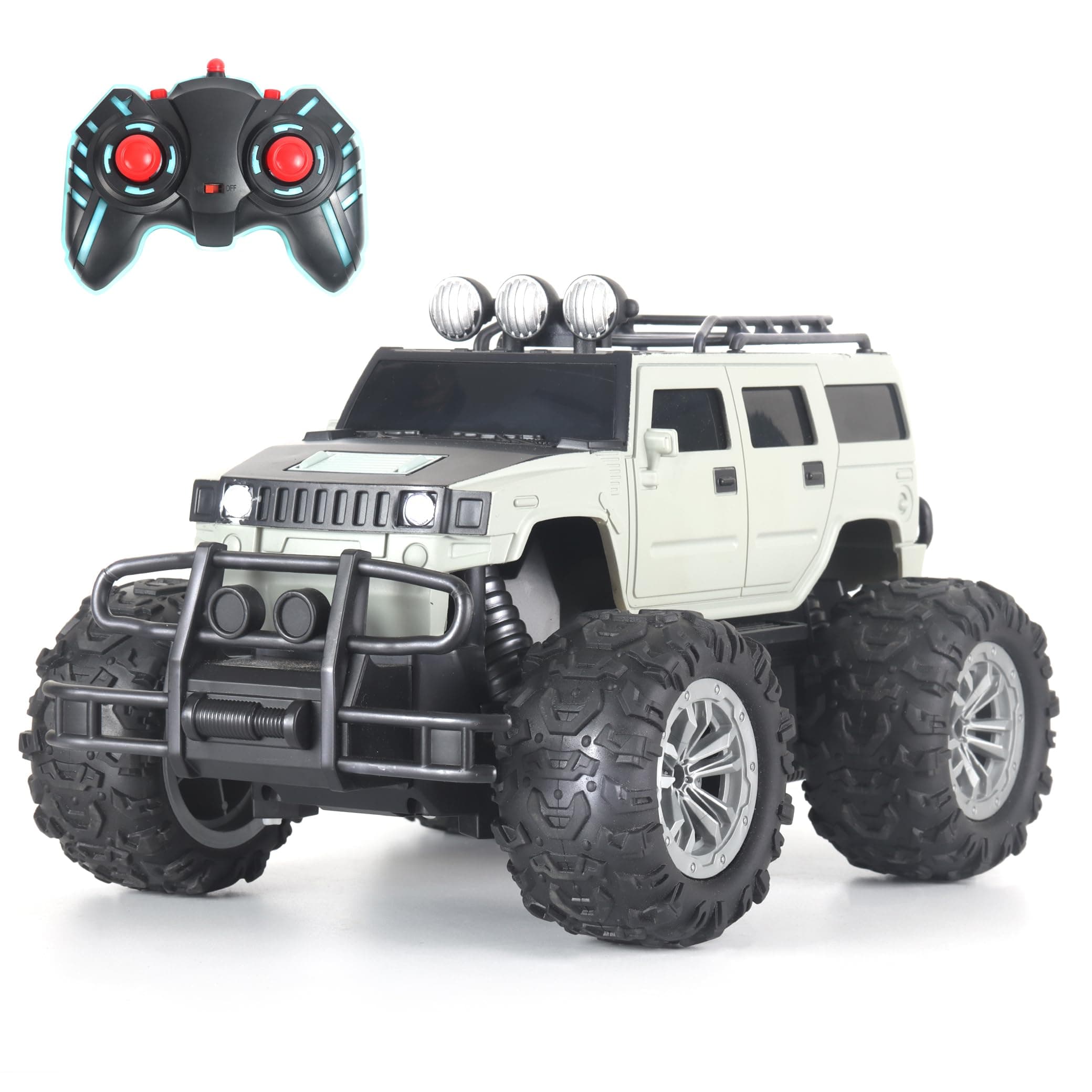 popsugar Off Roader Rechargeable Remote Control Car | RC Car Monster Truck | 4 Headlight Modes | Lithium Battery | C-Type Charging | 2.4GHz Remote Controller | Made in India, Gray