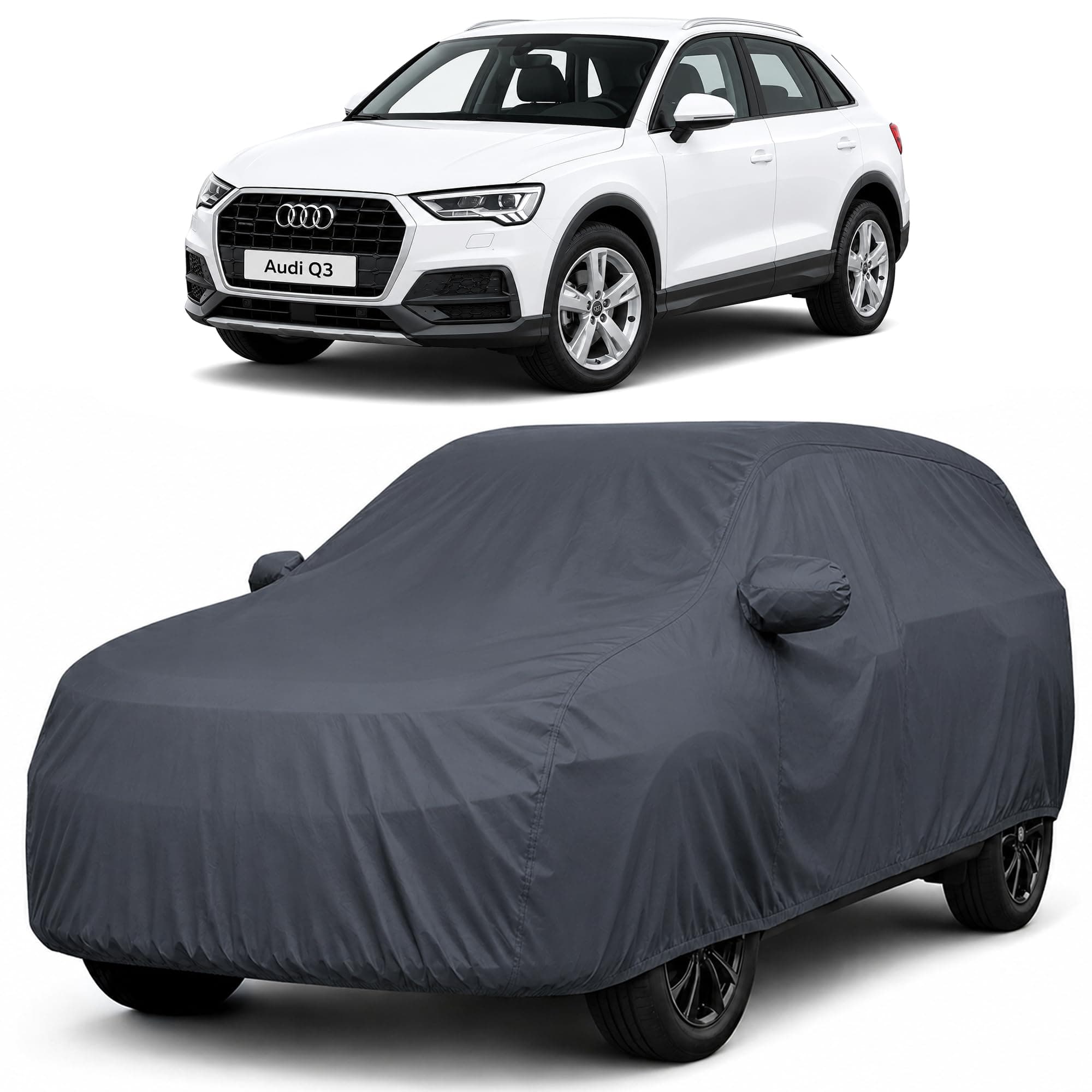 Autofact Car Body Cover Compatible with Audi Q3 | Custom Fit Car Cover |100% Waterproof | Triple-Stitched Lightweight Fabric | Dustproof | Indoor & Outdoor Use | Elastic Bottom