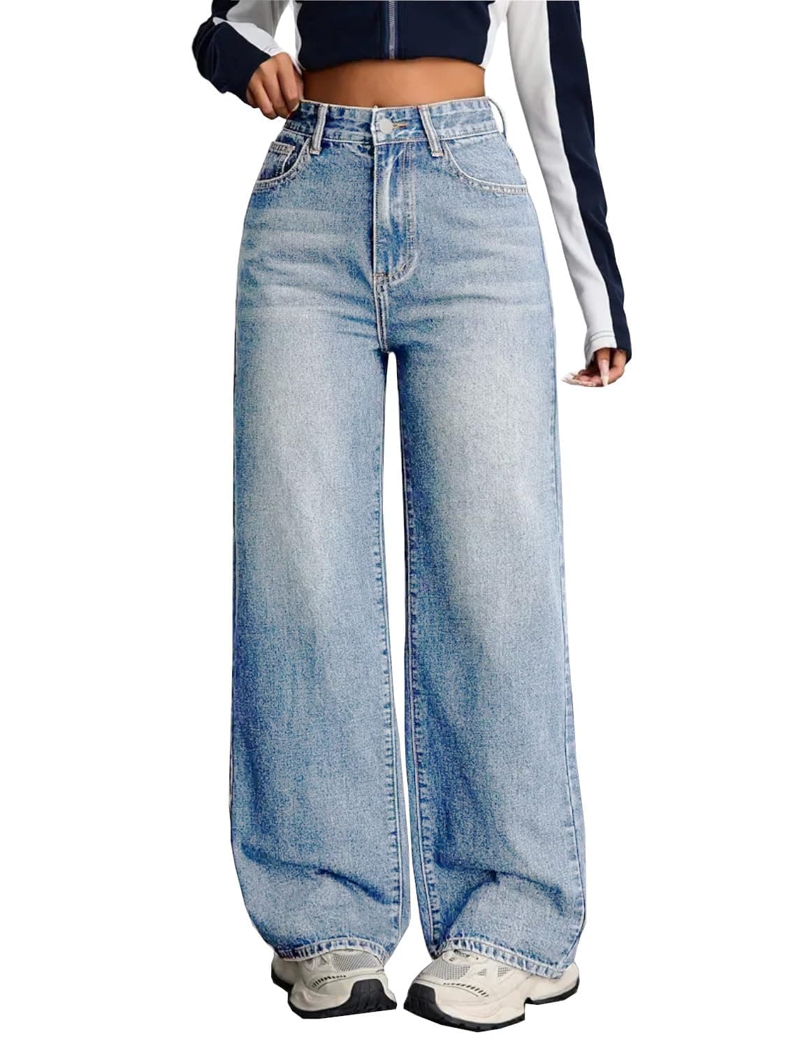 Nifty Women's Denim Stretchable High Waist Baggy Jeans for Women (1479D_ICE_26_ Light_Blue_26)