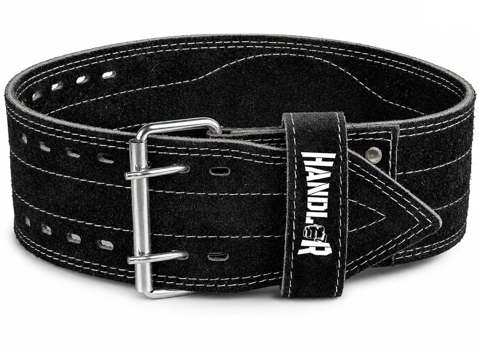 Handler Genuine Leather Unbreakble, non tearable Gym Belt for Men & Women Workout Deadlift Belt for Gym Suede Powerlifting Weight Lifting for Heavy Workout | Professional Heavy Weight Lifting Original ( (Black, Small)