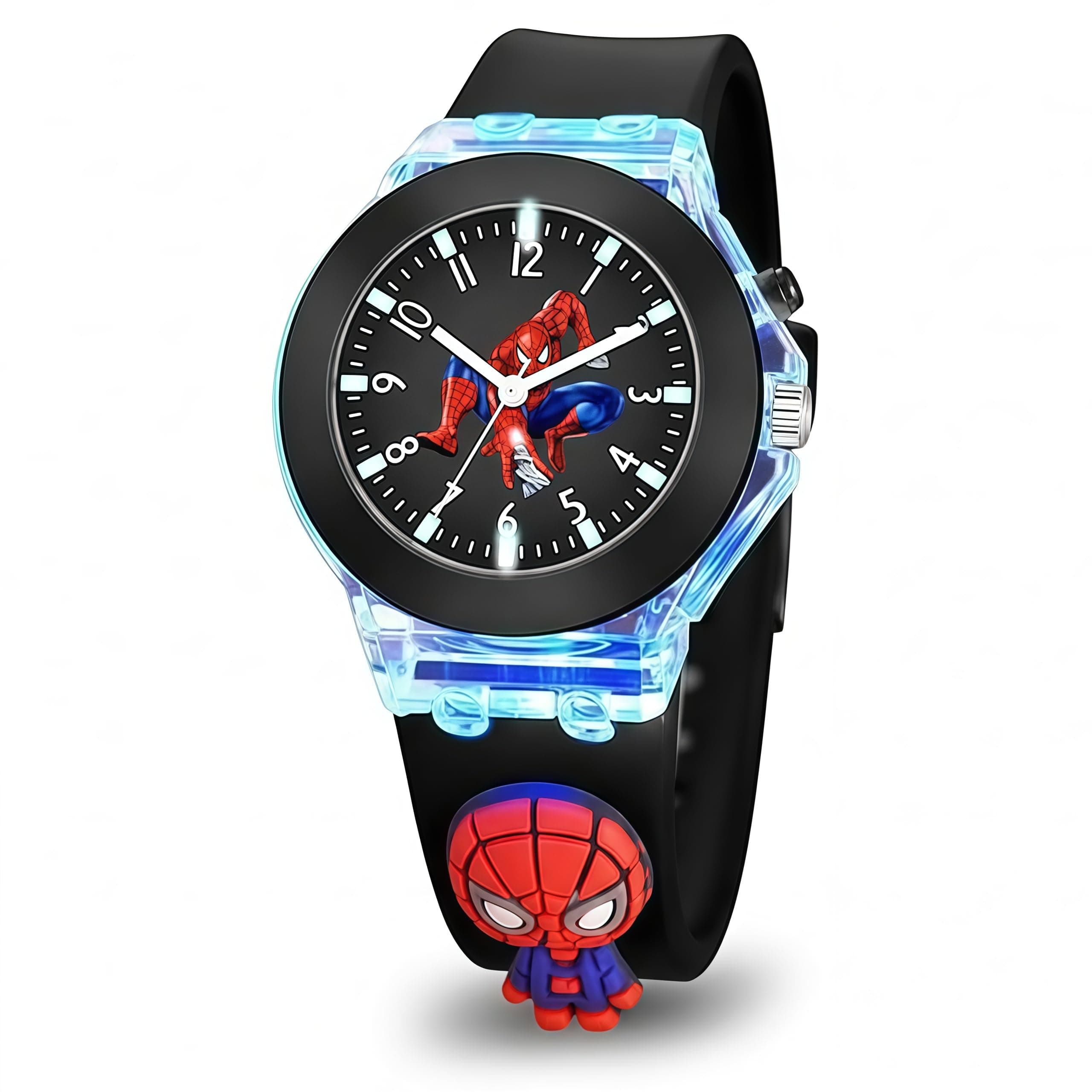 Lionmati Boys Watch for Kids, Analog Display with LED Lights, Black Silicone Strap, 3D Character Design, Kid-Friendly children Watch for Girls 3 - 13 Year Age Old school and Birthday Return kids gifts for boys
