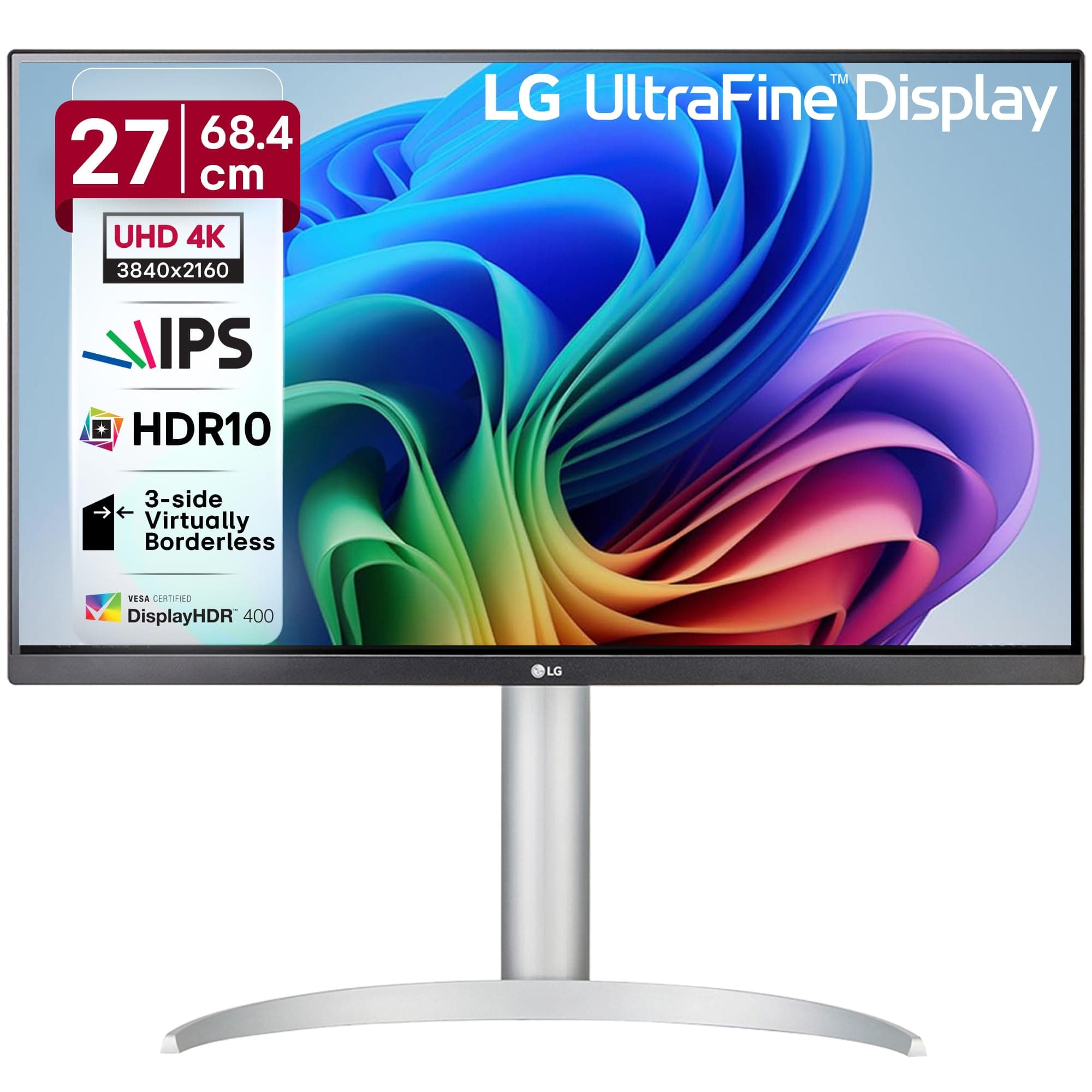 LG 27UP850K 68.4 cm (27 Inch) Ultrafine UHD (3840 x 2160) IPS Monitor, VESA DisplayHDR 400, 95% DCI-P3, DP, HDMI, USB Type-C (90W PD), Speakers, Integrated Mac Controls, Anti-Glare, HAS Stand, White